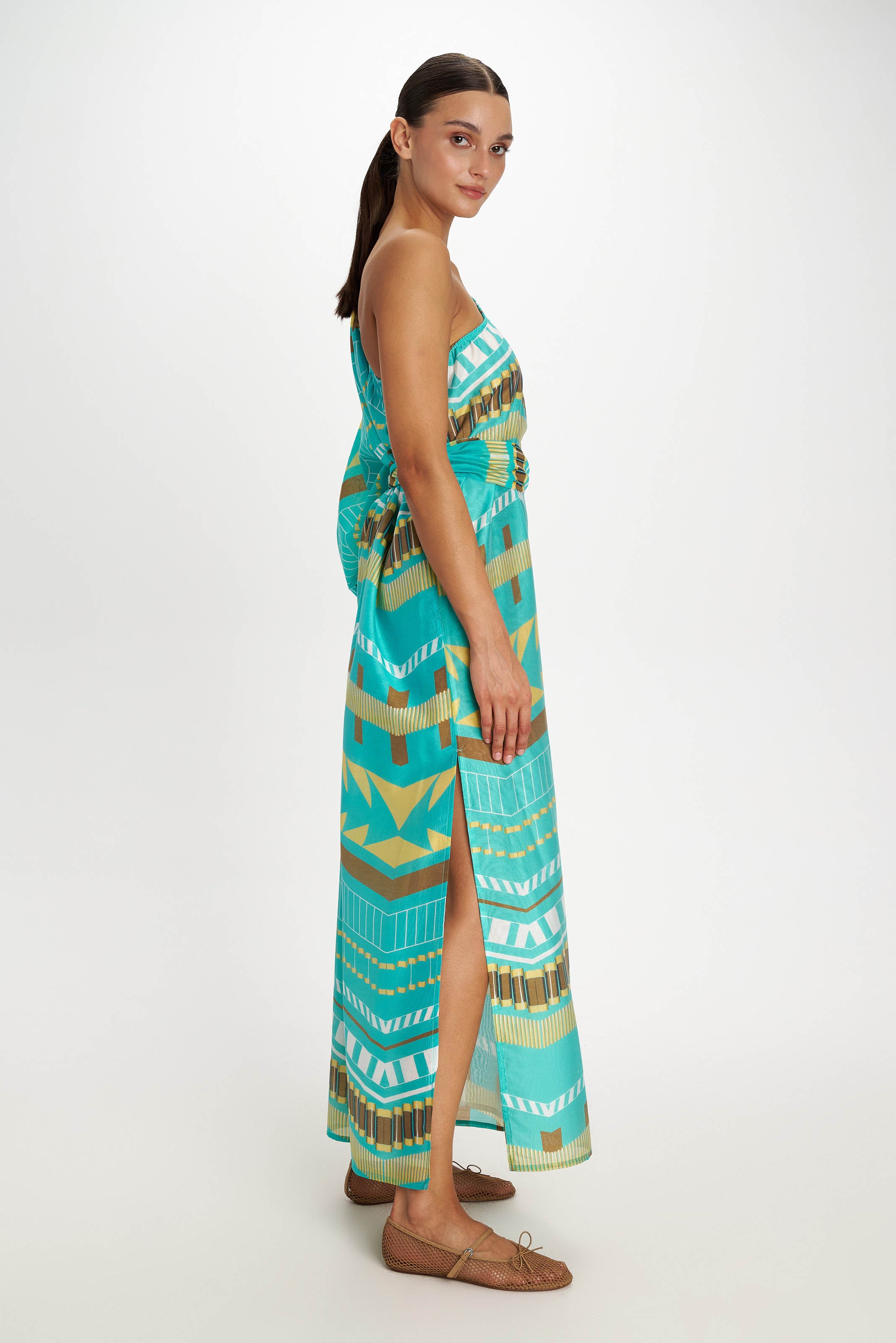 Nemesis One-Shoulder Dress - Aqua - Pearl and Caviar