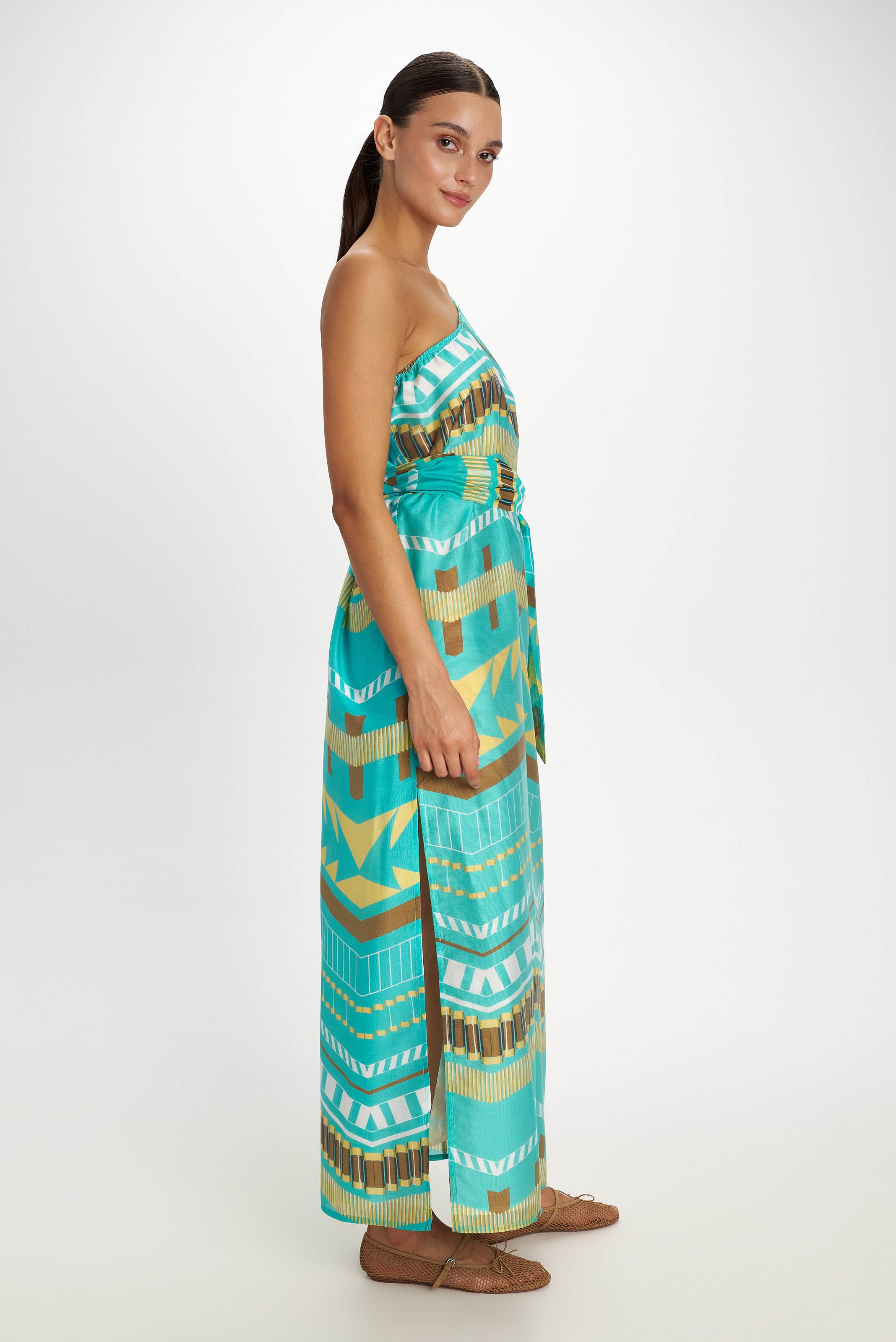 Nemesis One-Shoulder Dress - Aqua - Pearl and Caviar