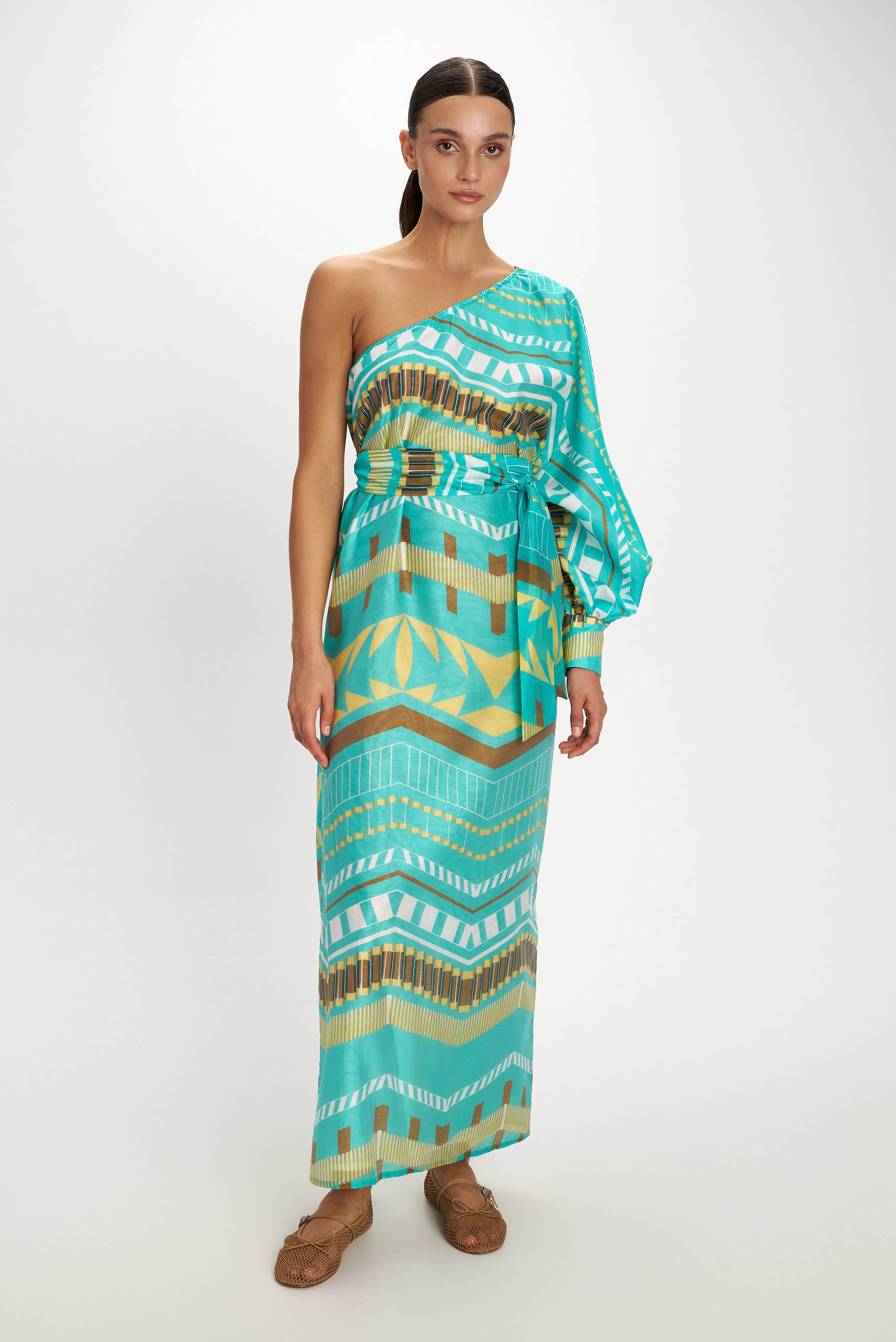 Nemesis One-Shoulder Dress - Aqua - Pearl and Caviar
