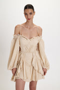 Fringe Mini Dress Butter front view