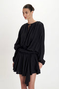 Gauze Ruffle Dress - Black