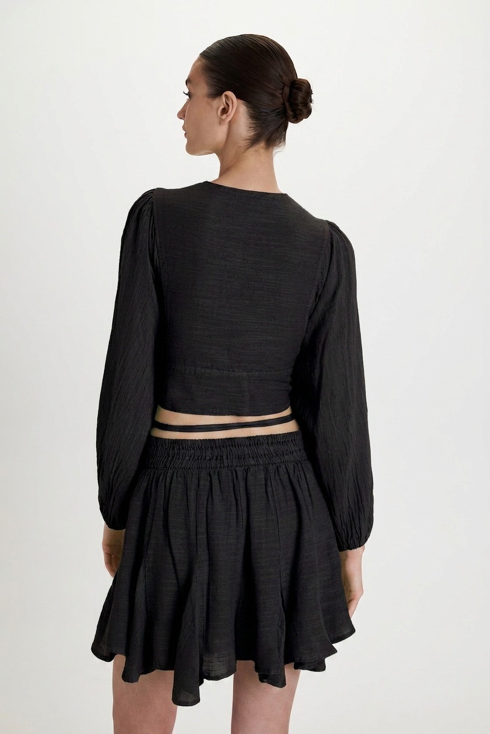 Gauze Knot Top - Black