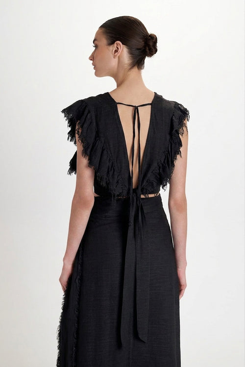 Gauze Crop Top - Black