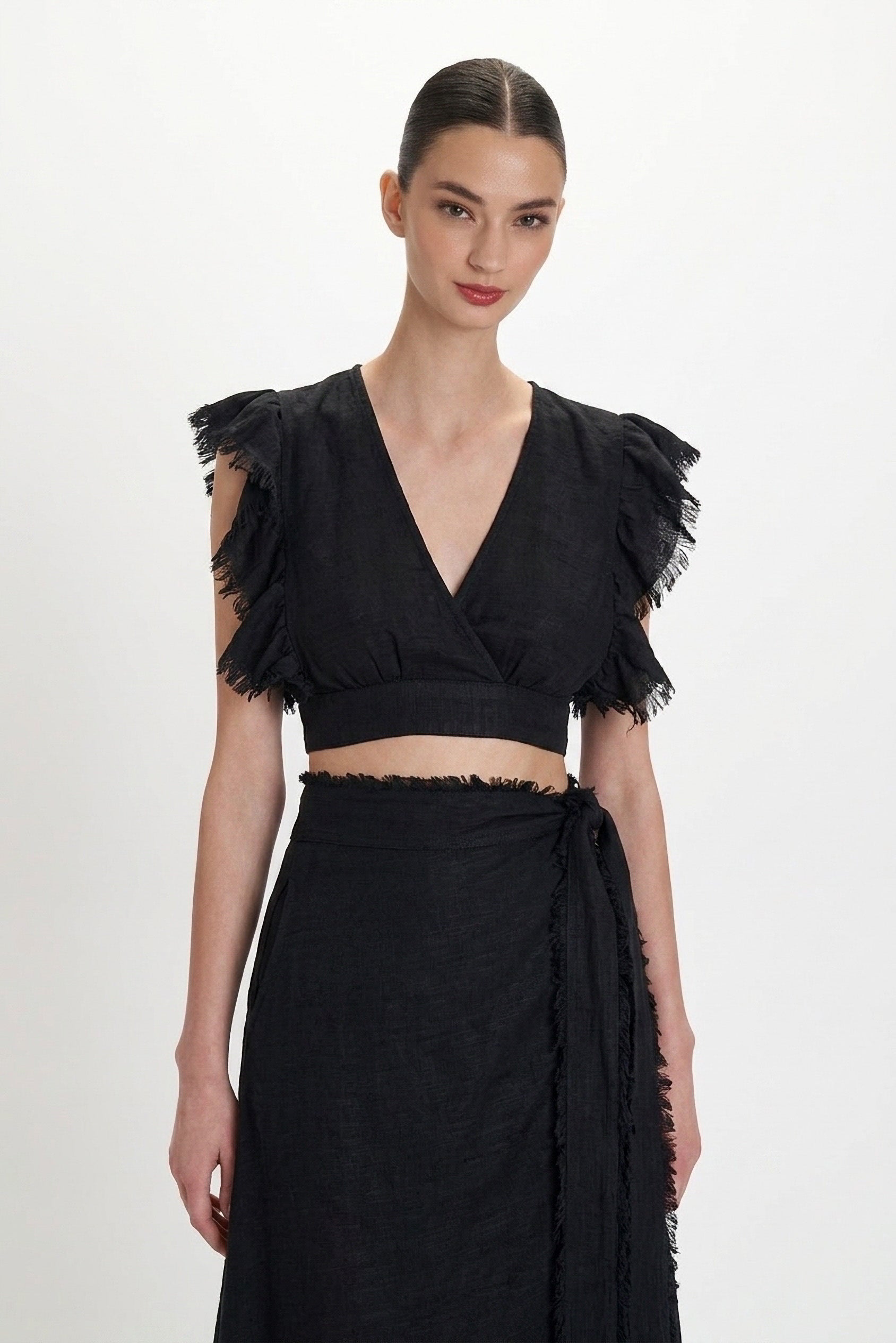 Gauze Crop Top - Black