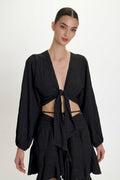 Gauze Knot Top - Black