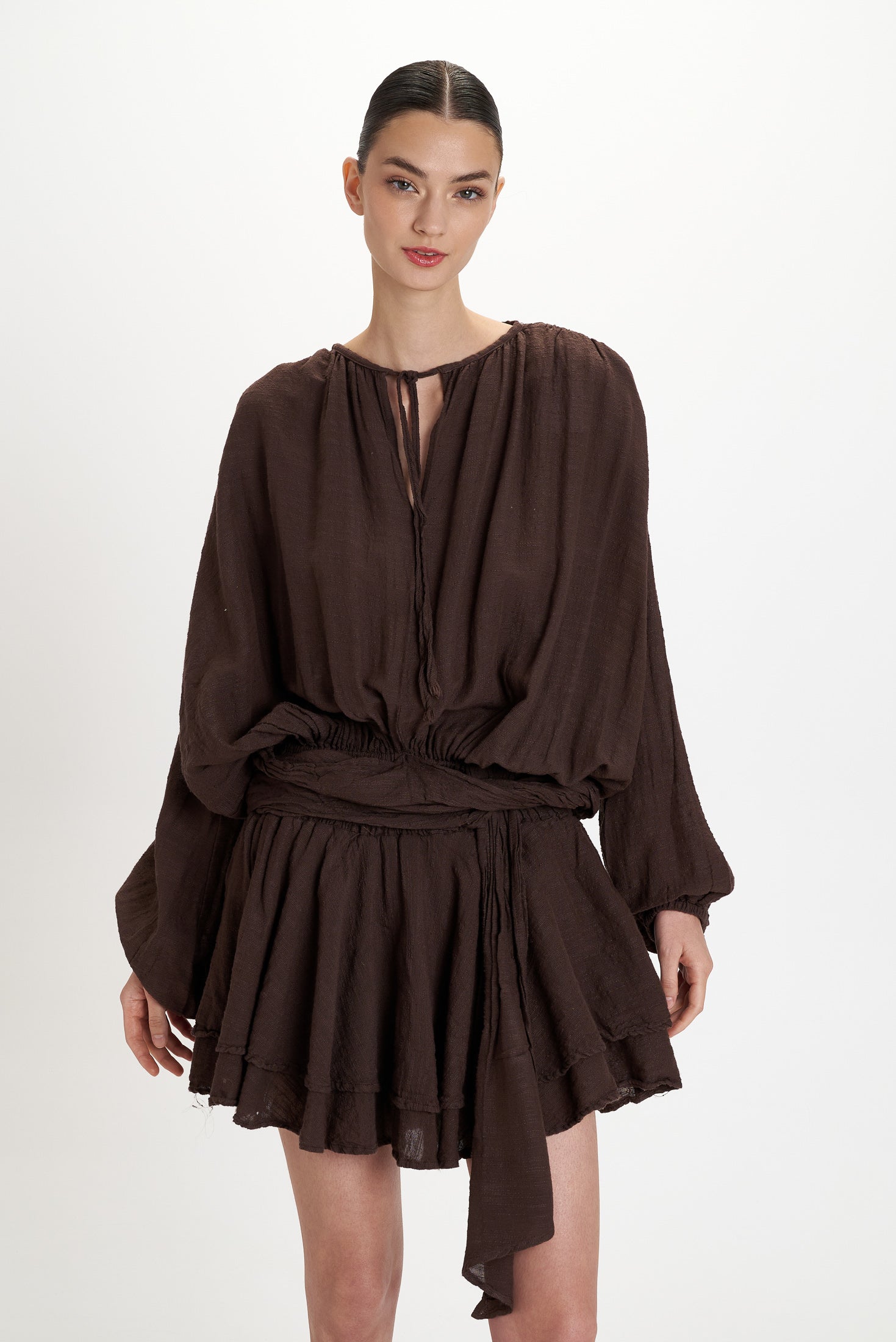 Ruffle Dress Brown Brown view 2