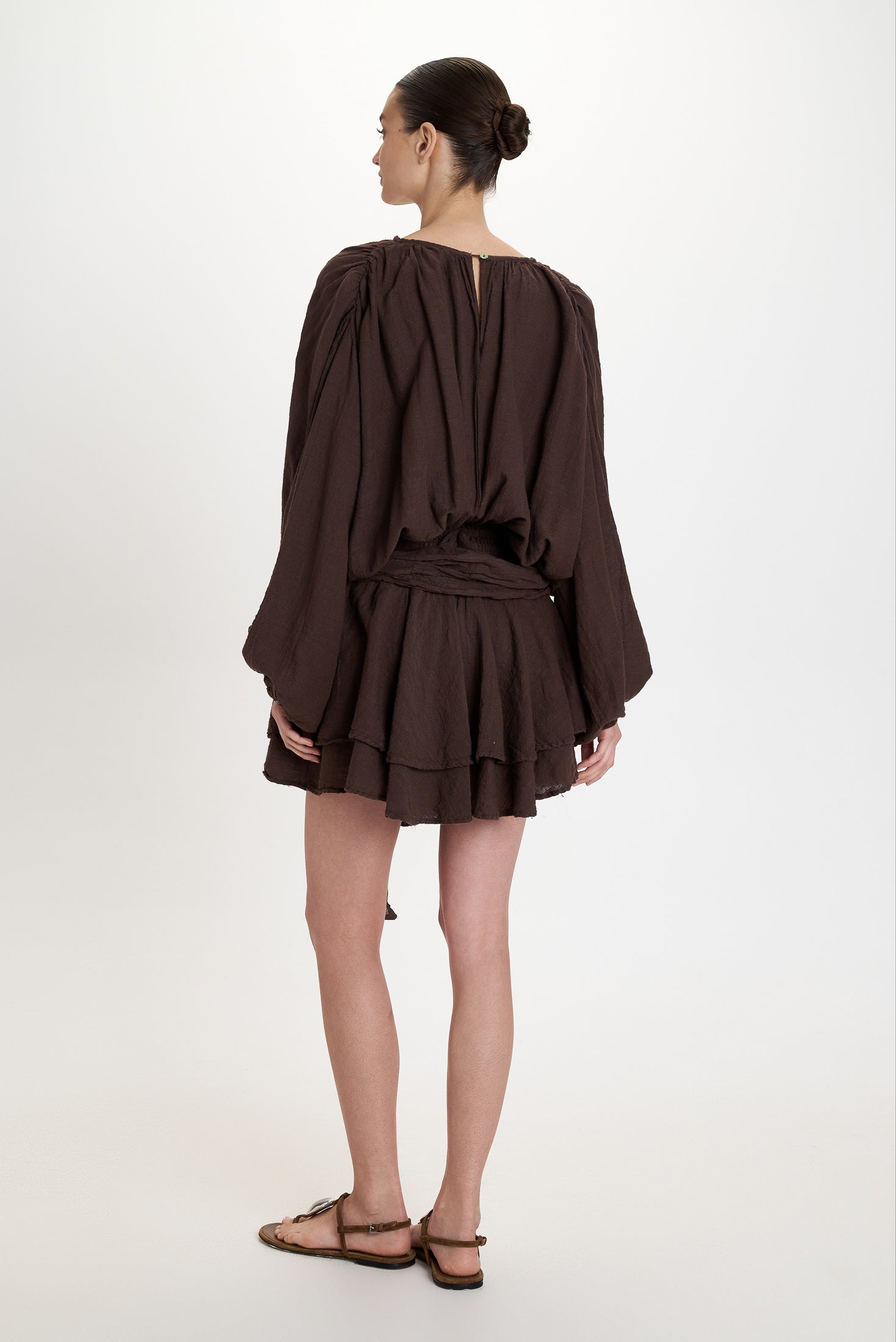 Ruffle Dress Brown Brown view 5