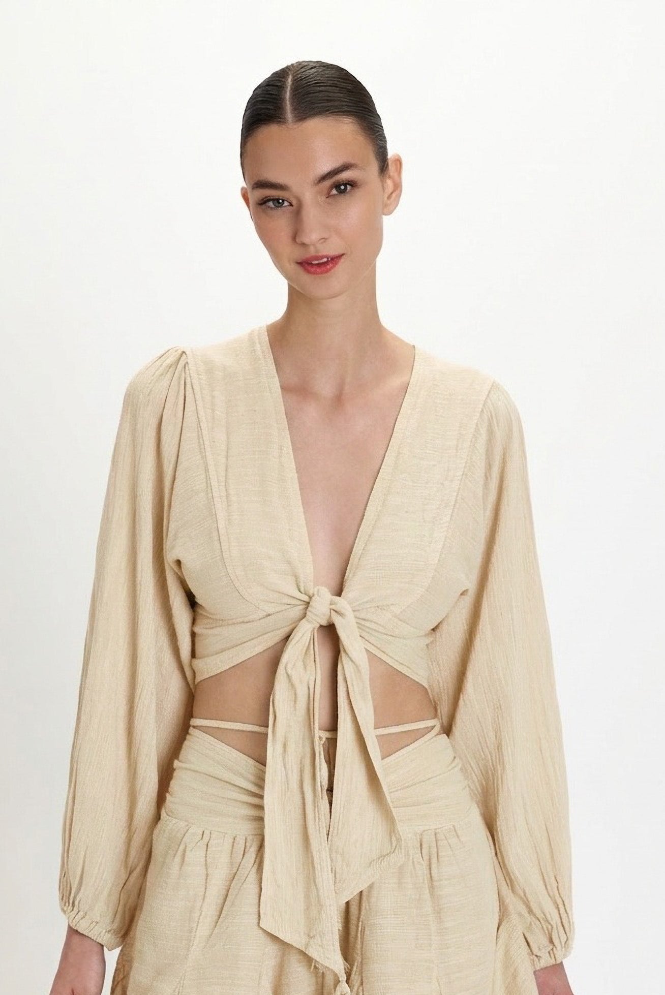 Gauze Knot Top - Butter
