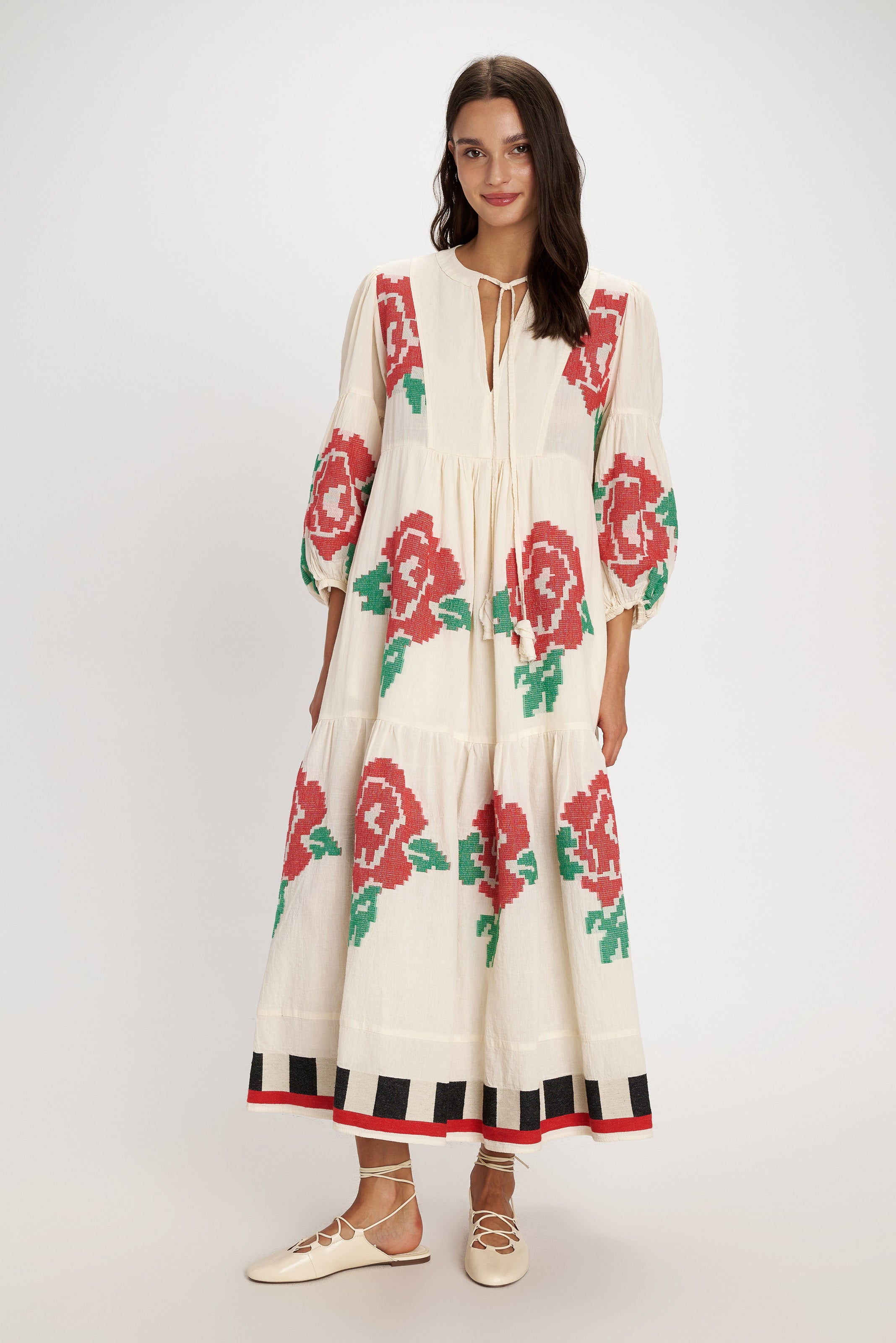 Embroidered Maxi Dress Rose view 2