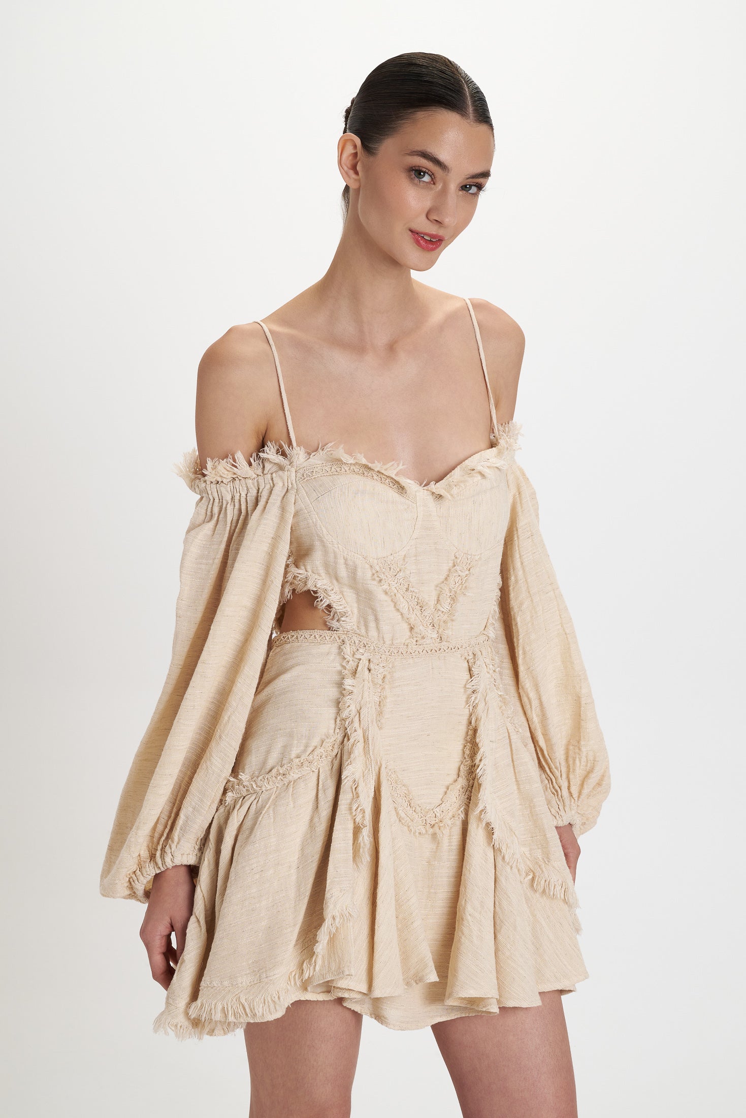Fringe Mini Dress Butter view 3