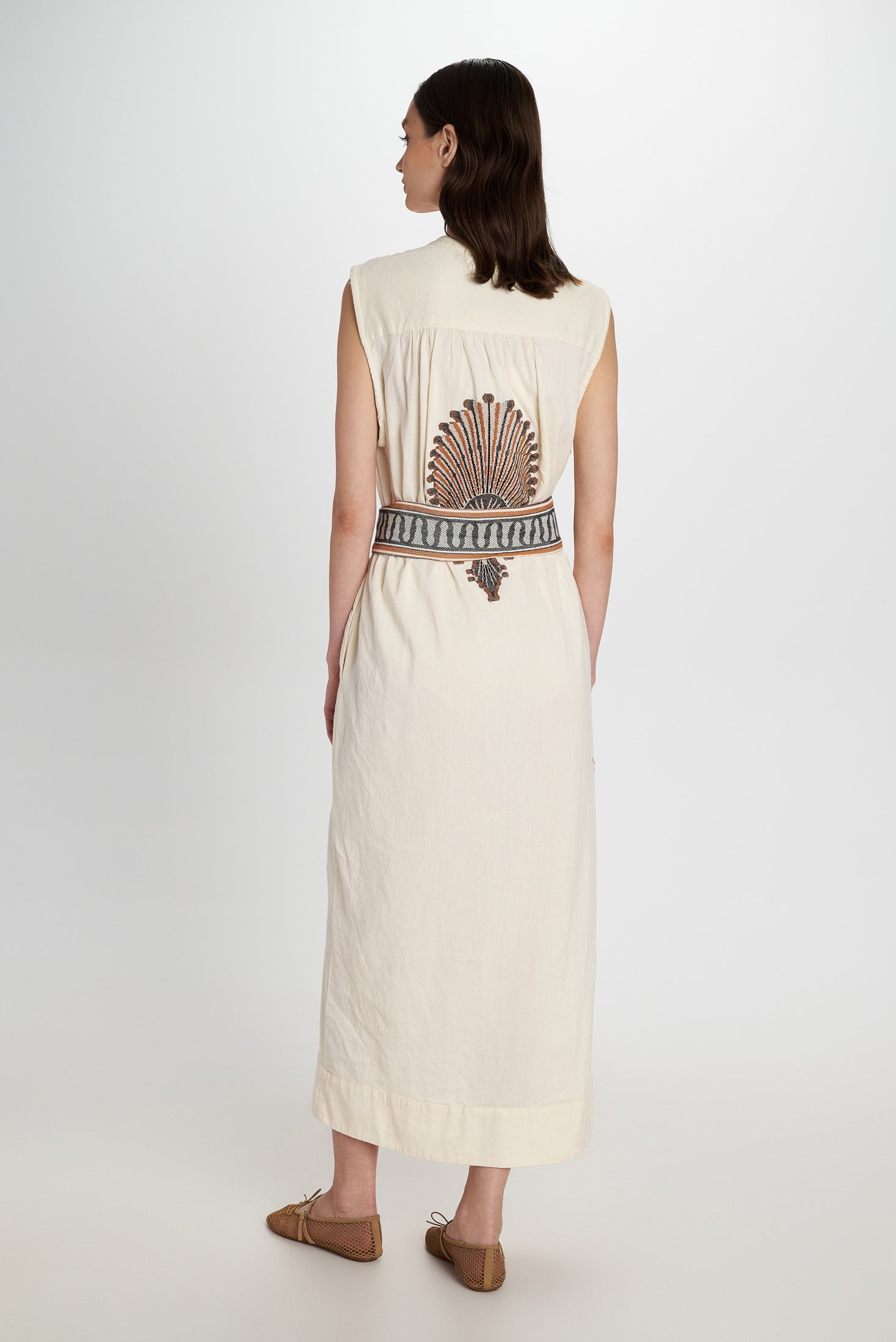 Embroidered Sleeveless Dress Natural view 6