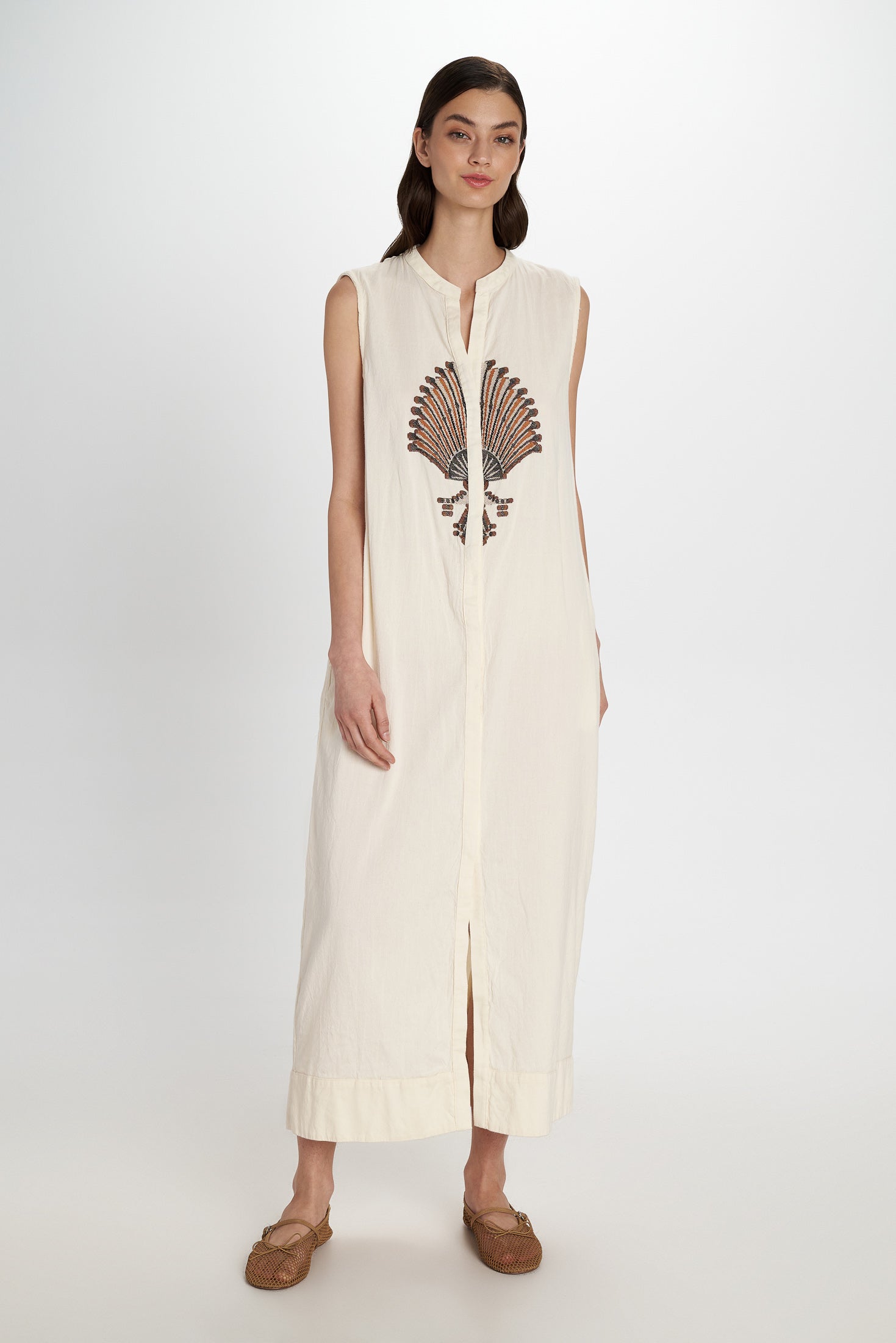 Embroidered Sleeveless Dress Natural view 7