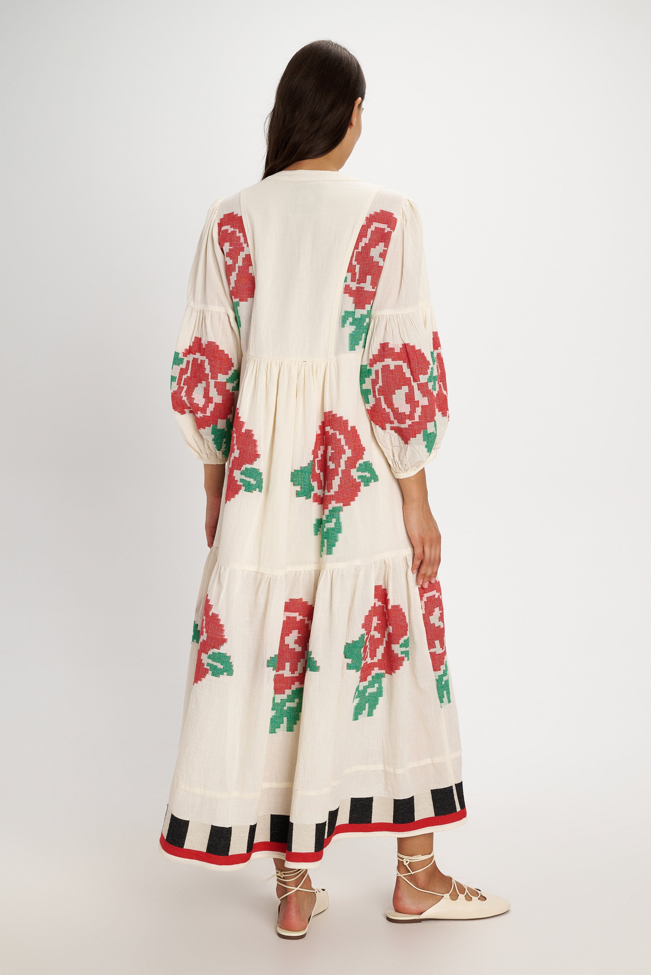 Embroidered Maxi Dress Rose view 4