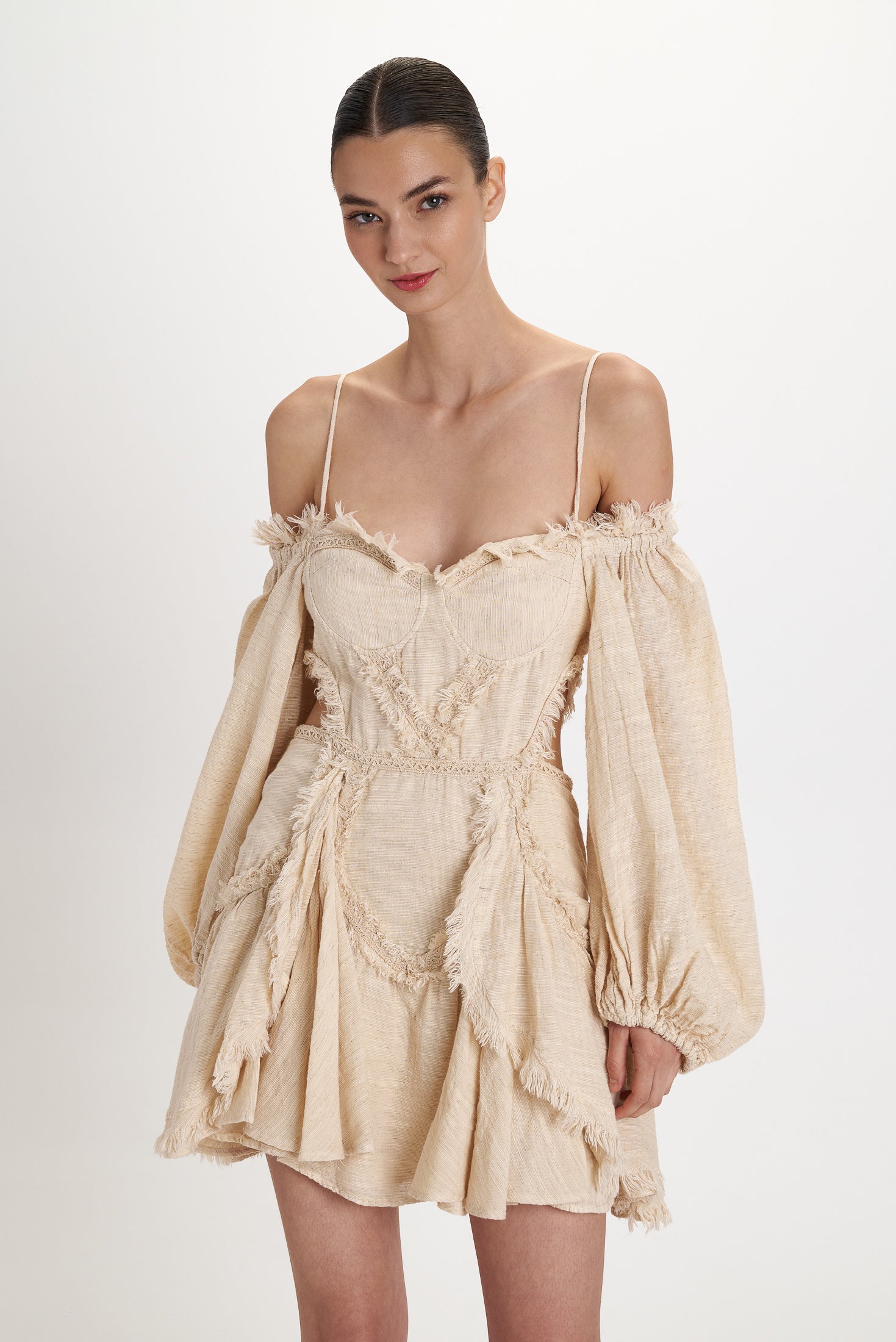 Fringe Mini Dress Butter view 2