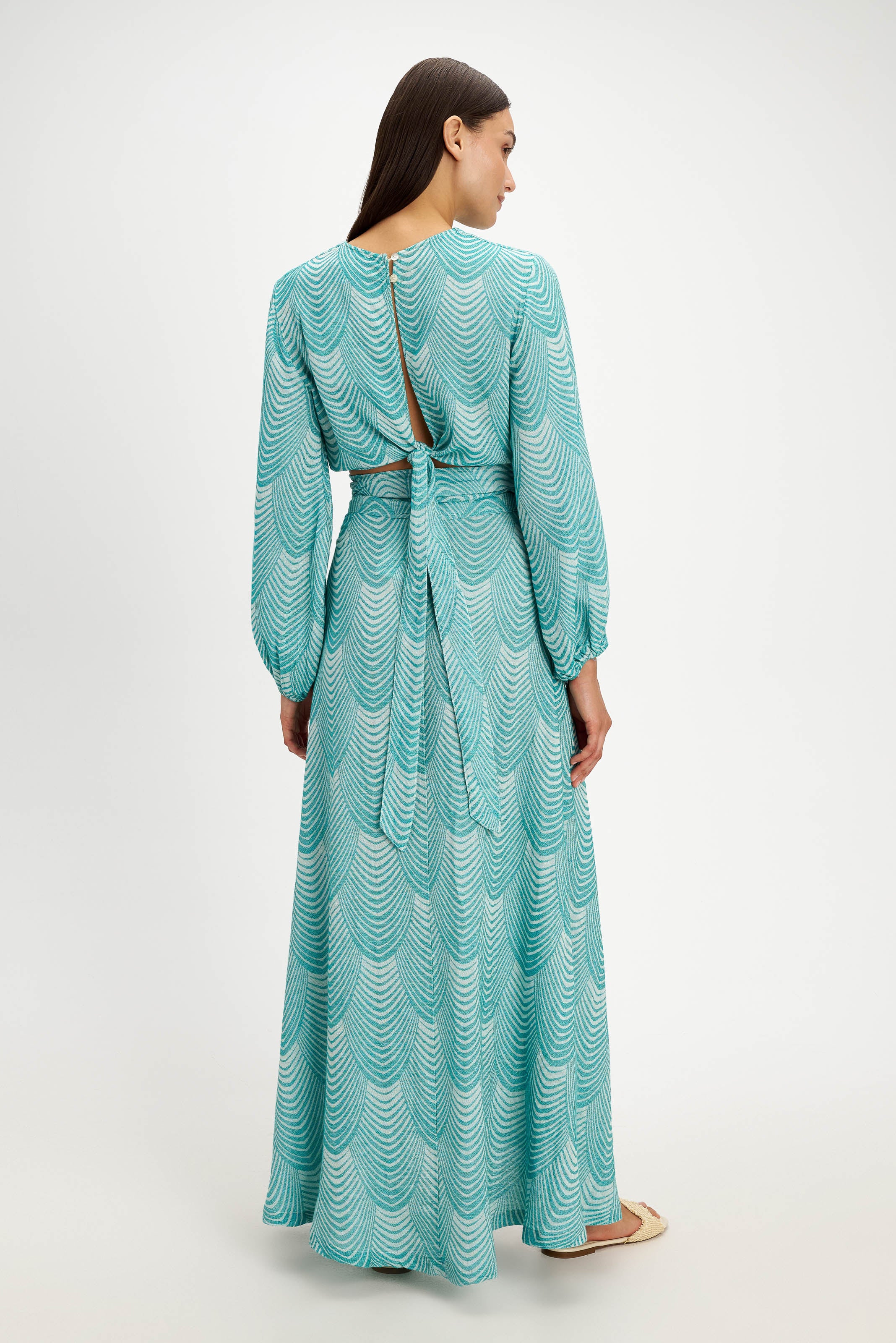 Silk Maxi Skirt Green view 3
