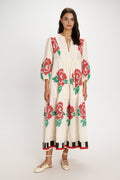 Embroidered Maxi Dress Rose front view