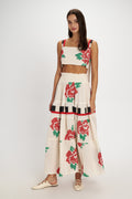 Embroidered Crop Top Rose front view