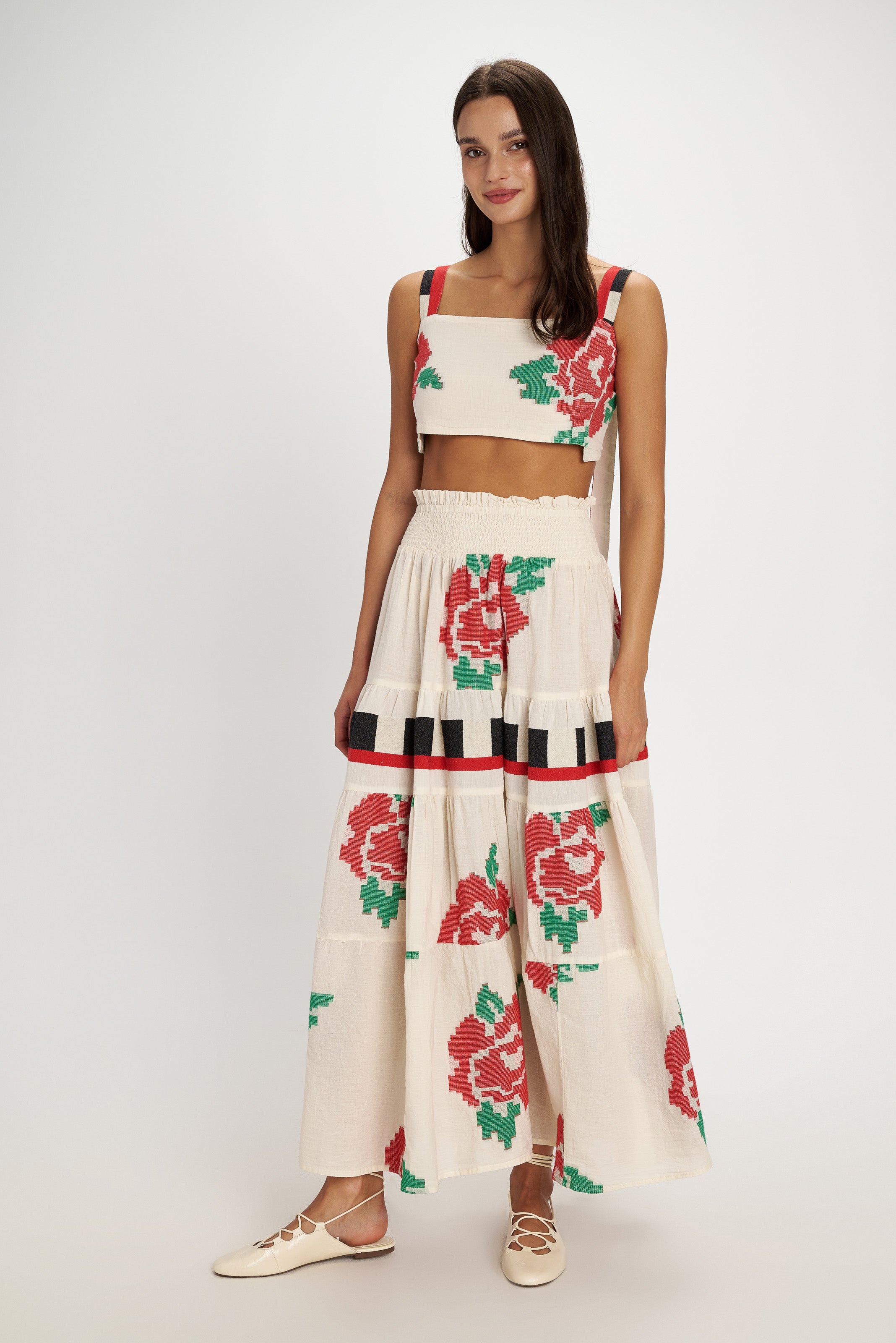 Embroidered Crop Top Rose front view