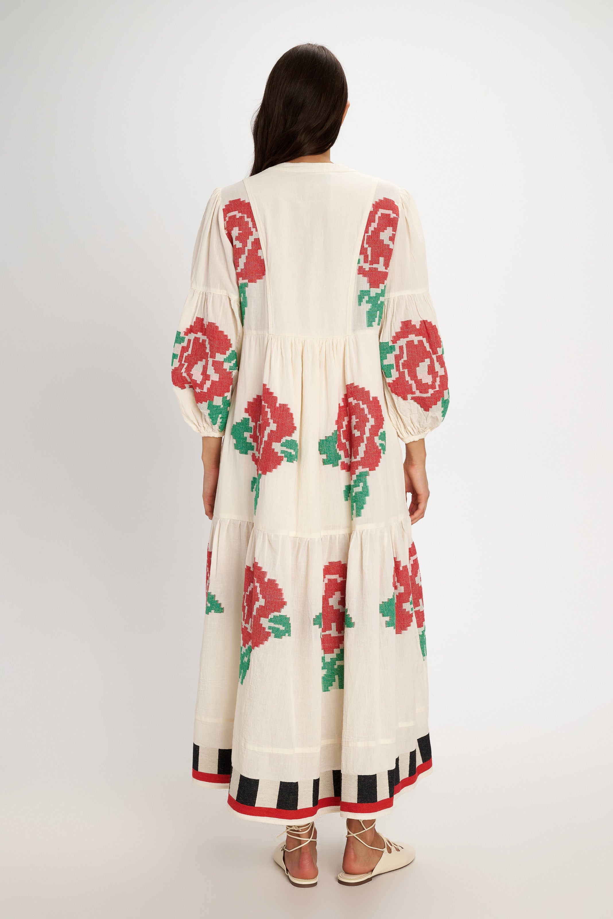 Embroidered Maxi Dress Rose view 3