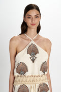 Embroidered Halter Top Natural view 2