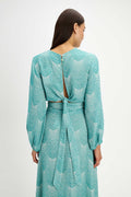 Silk Keyhole Top Green front view