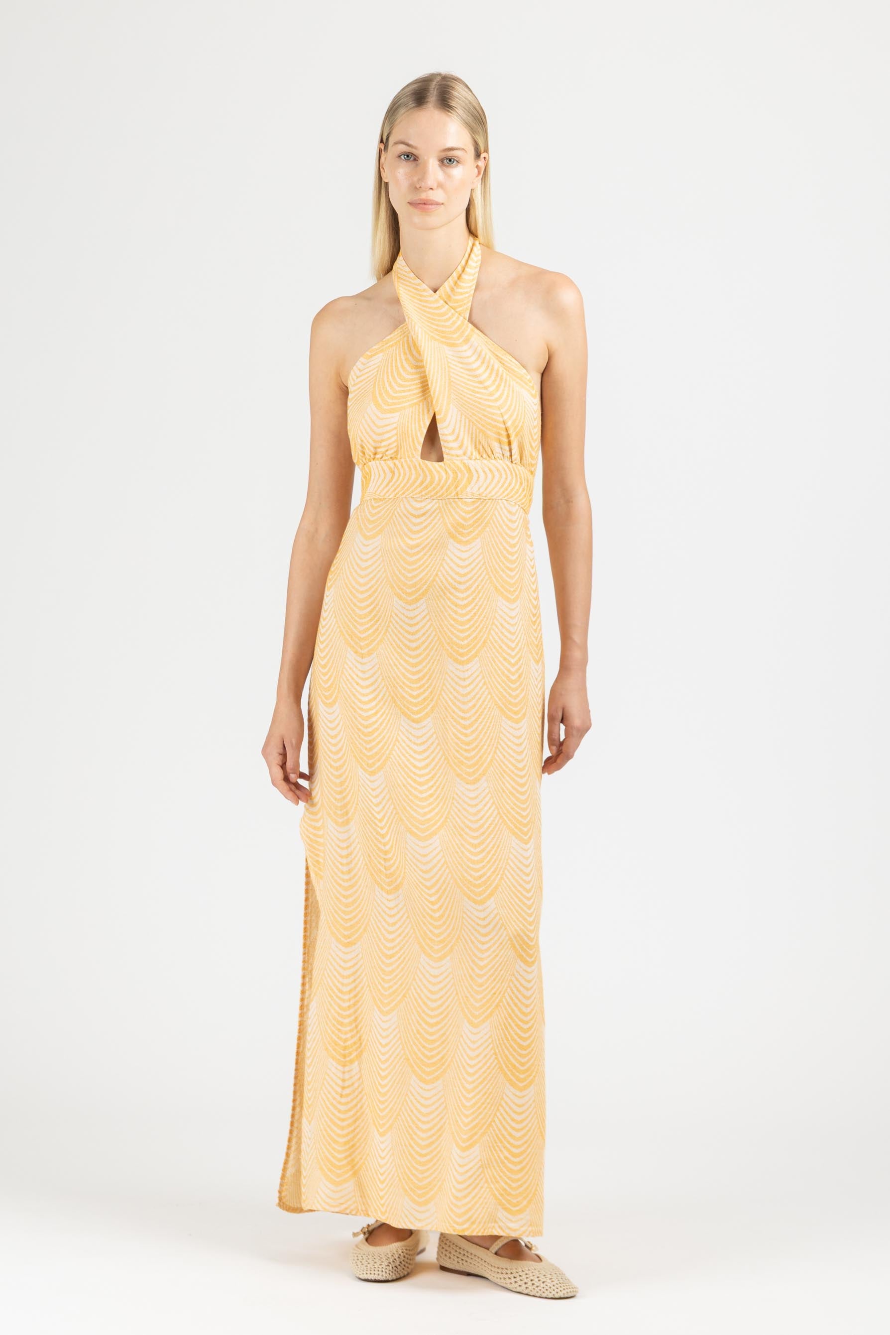 JACQUARD DRESS WITH OPEN BACK