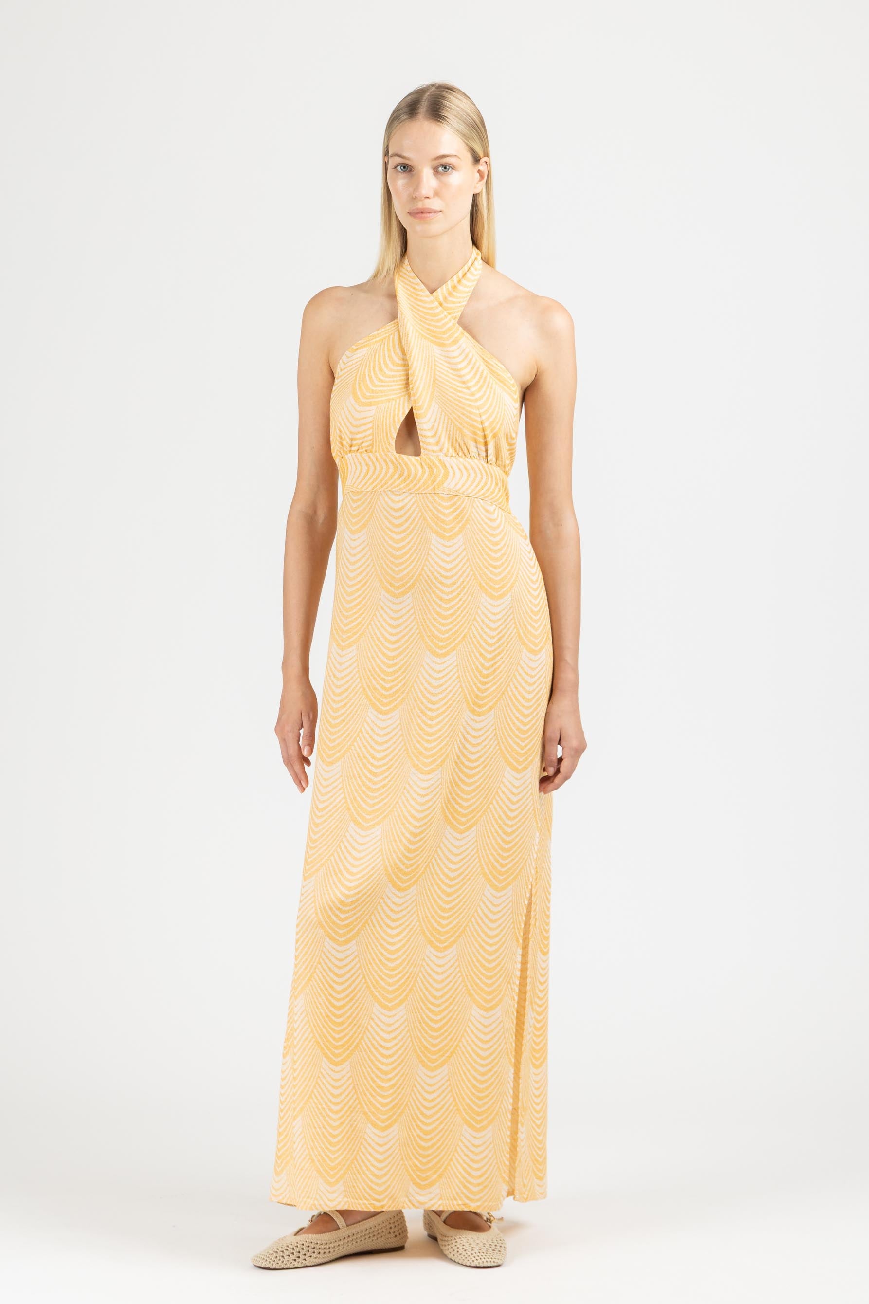 JACQUARD DRESS WITH OPEN BACK