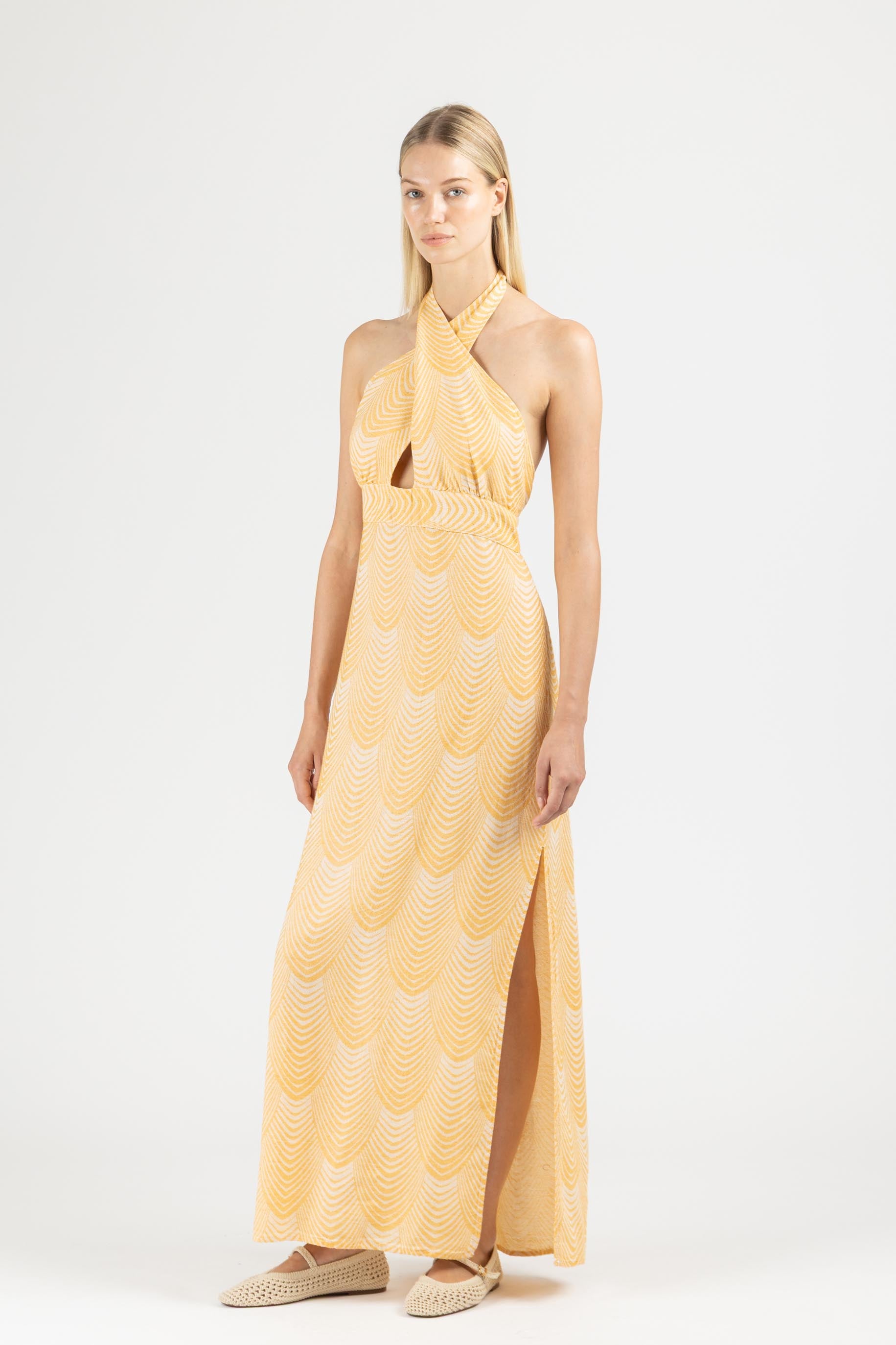 JACQUARD DRESS WITH OPEN BACK