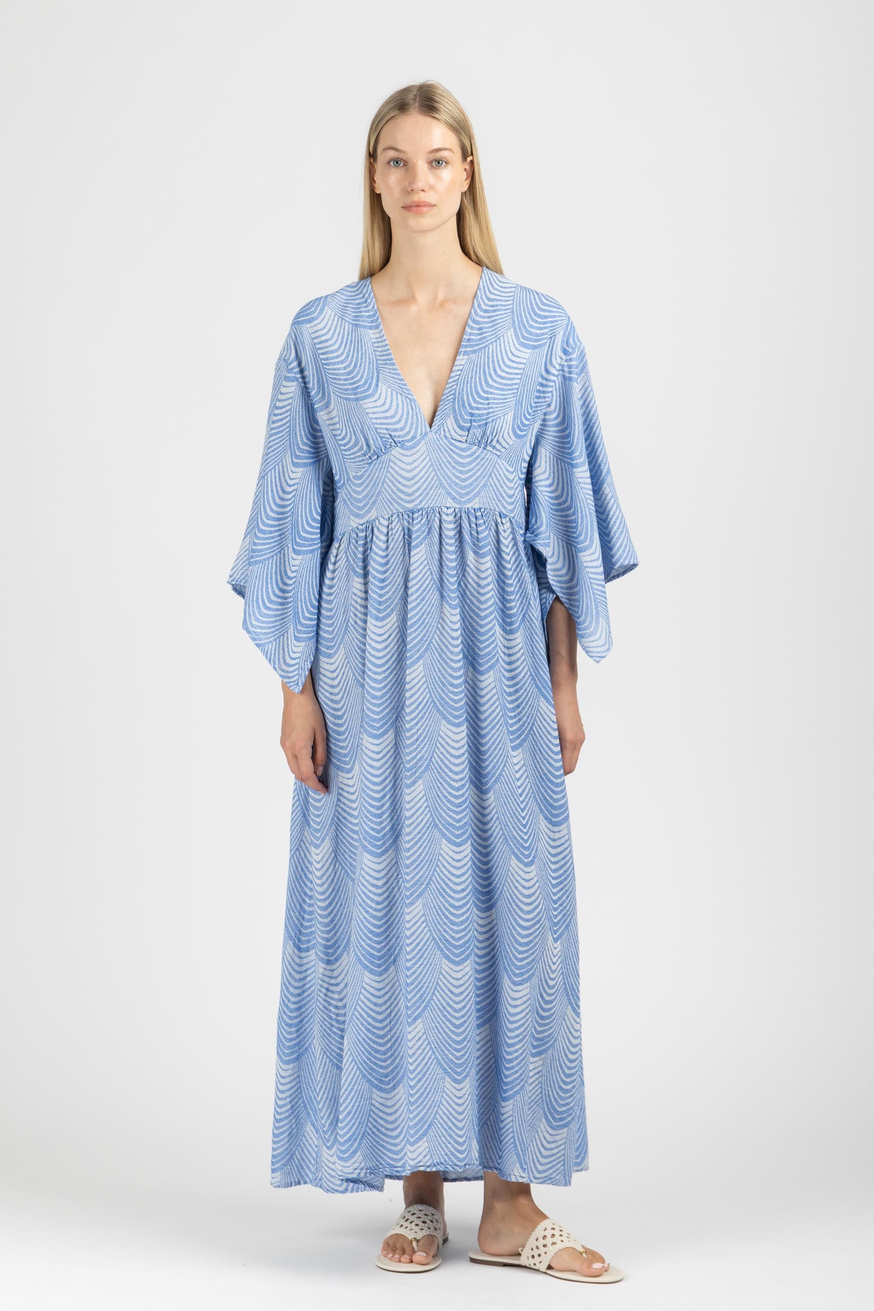 JACQUARD DRESS WITH OPEN SLEEVES