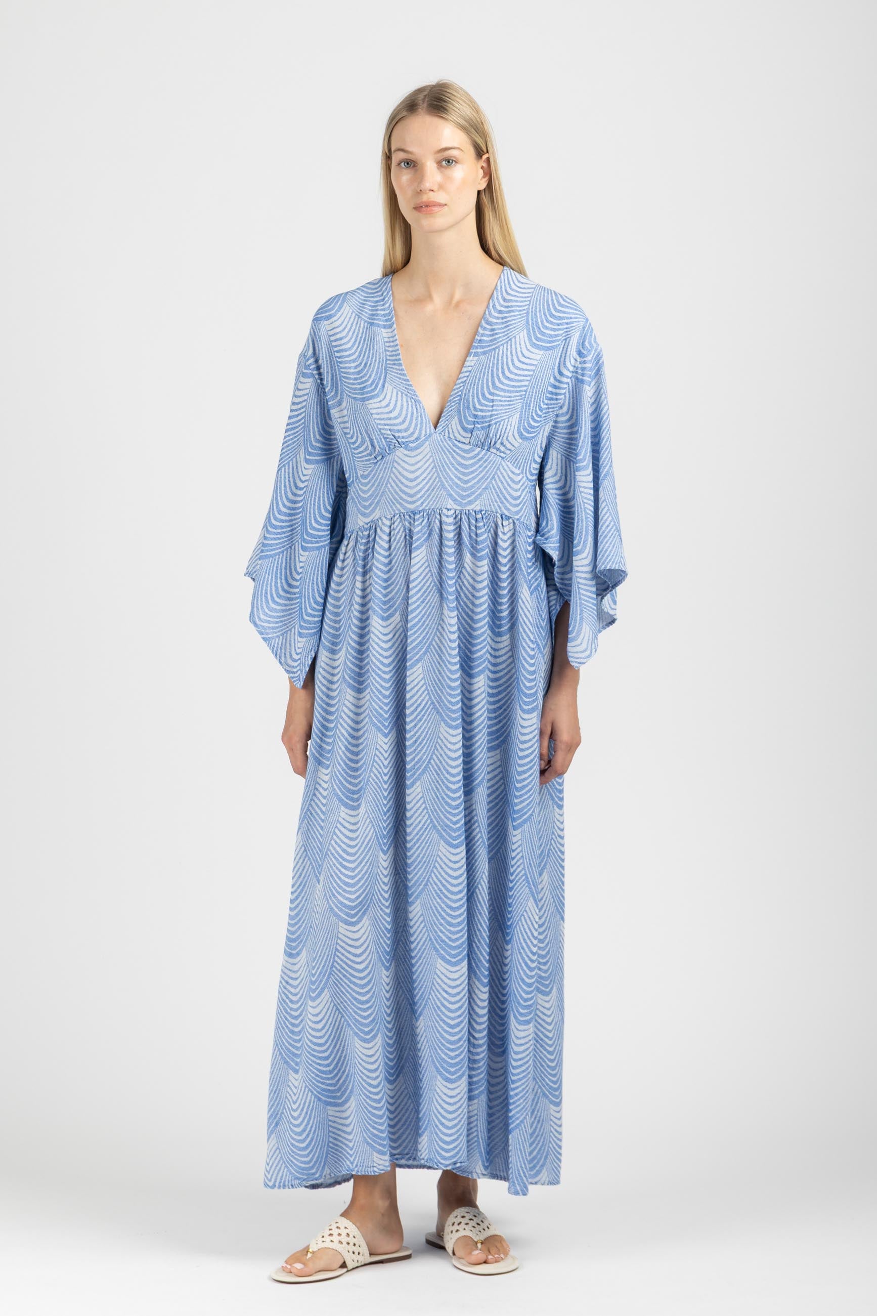 JACQUARD DRESS WITH OPEN SLEEVES