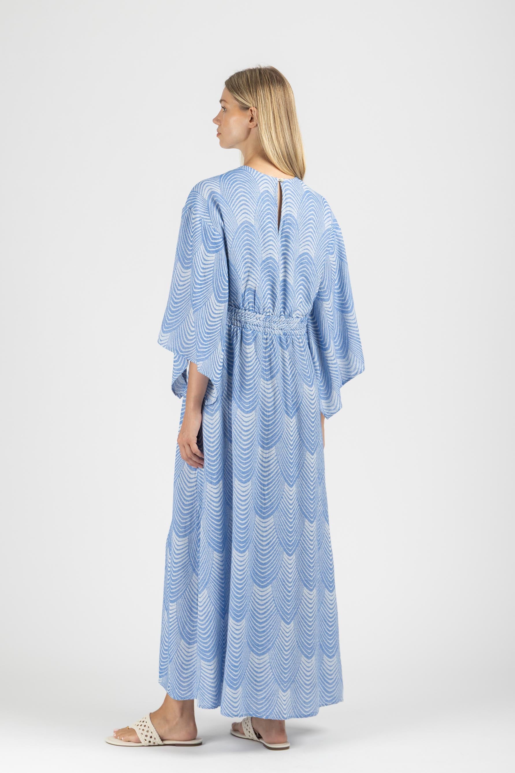 JACQUARD DRESS WITH OPEN SLEEVES