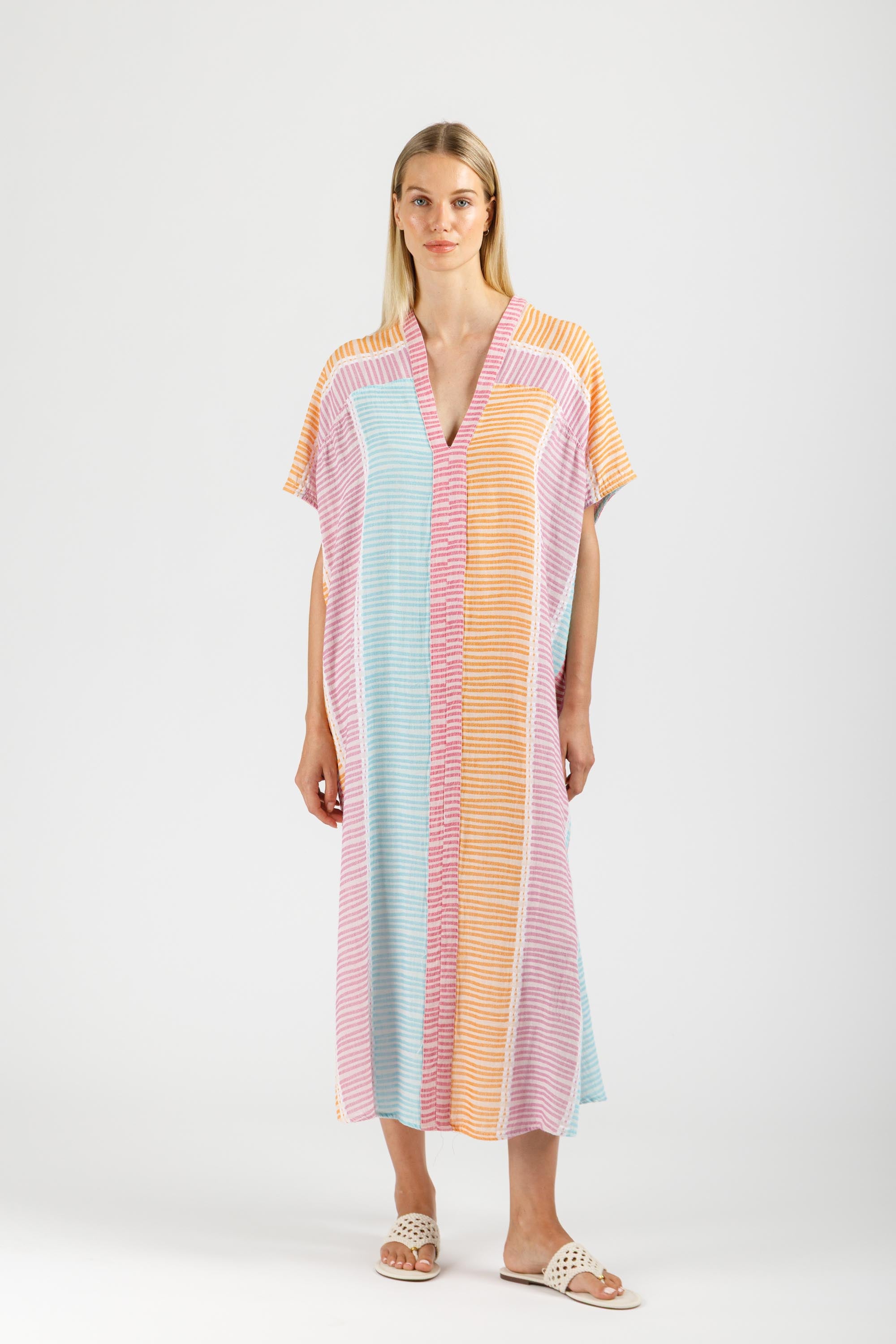 JACQUARD KAFTAN DRESS WITH BELT