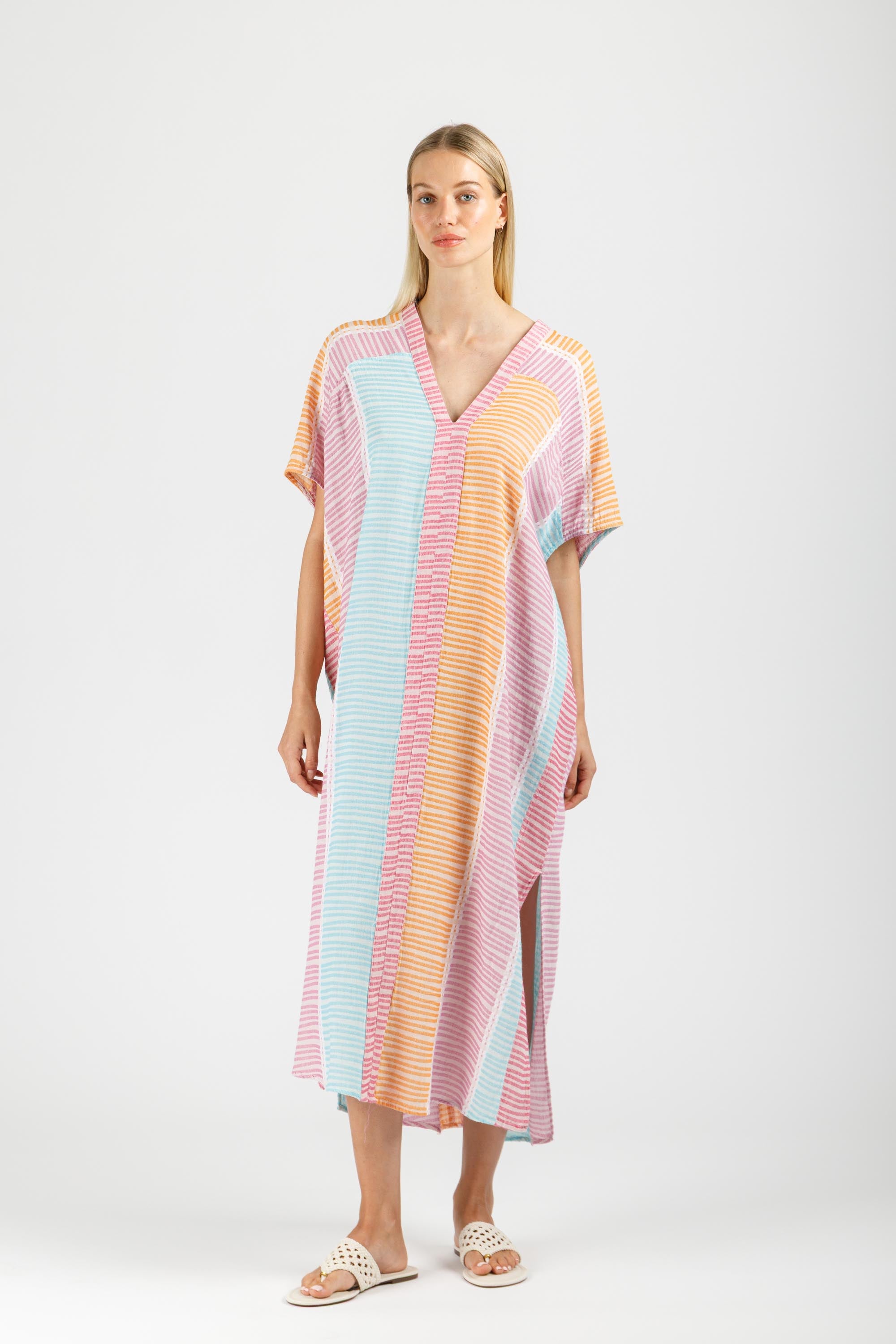 JACQUARD KAFTAN DRESS WITH BELT