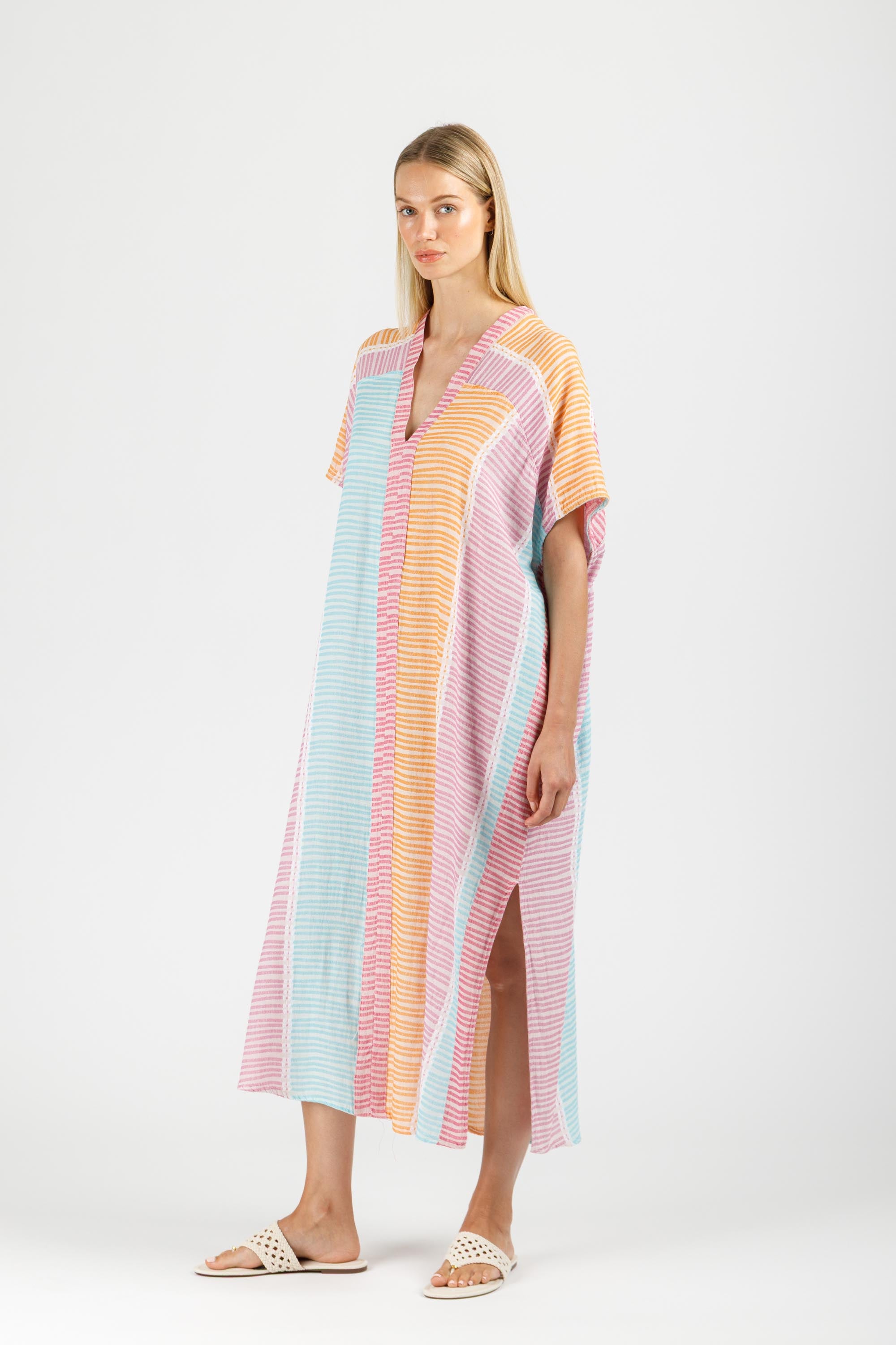 JACQUARD KAFTAN DRESS WITH BELT