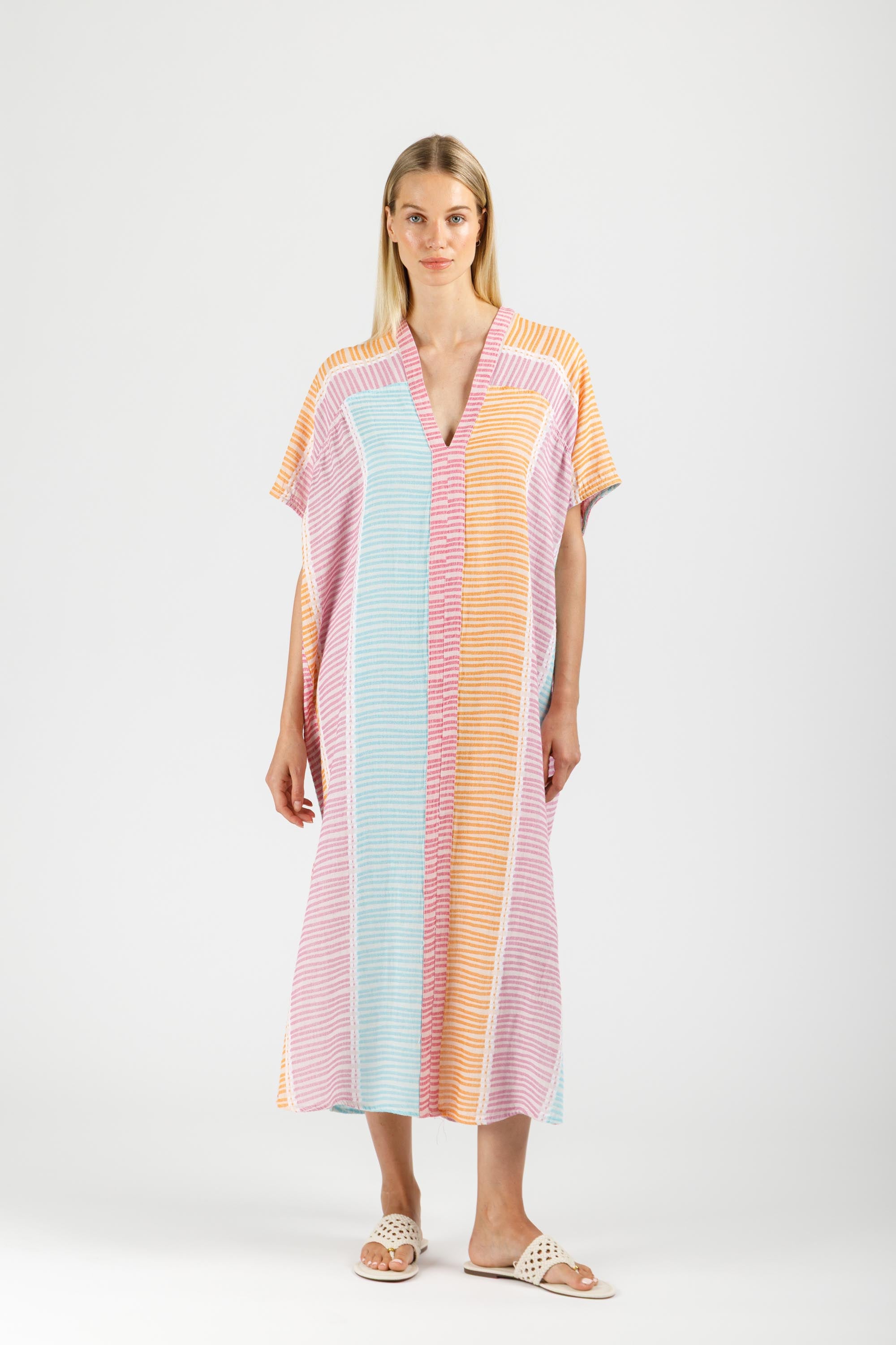 JACQUARD KAFTAN DRESS WITH BELT