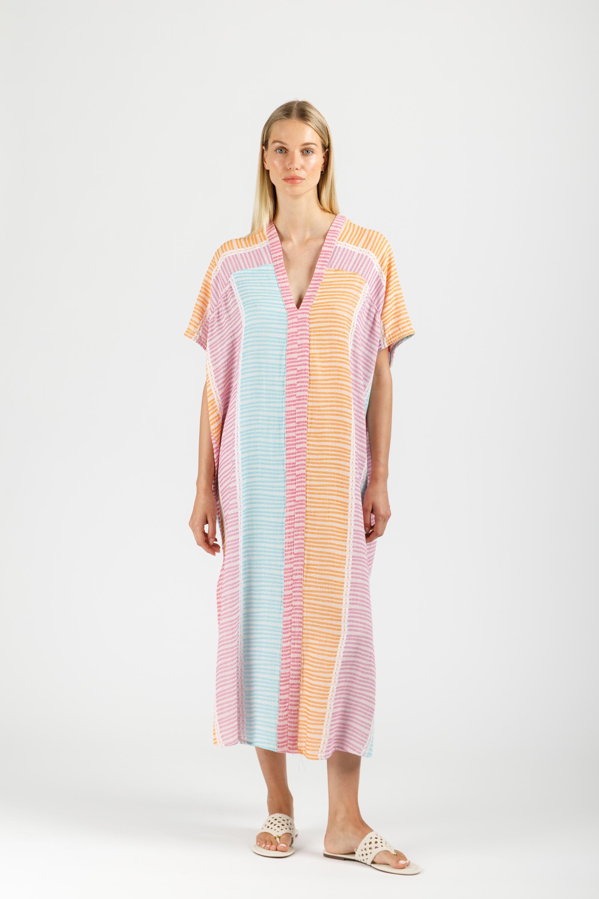JACQUARD KAFTAN DRESS WITH BELT