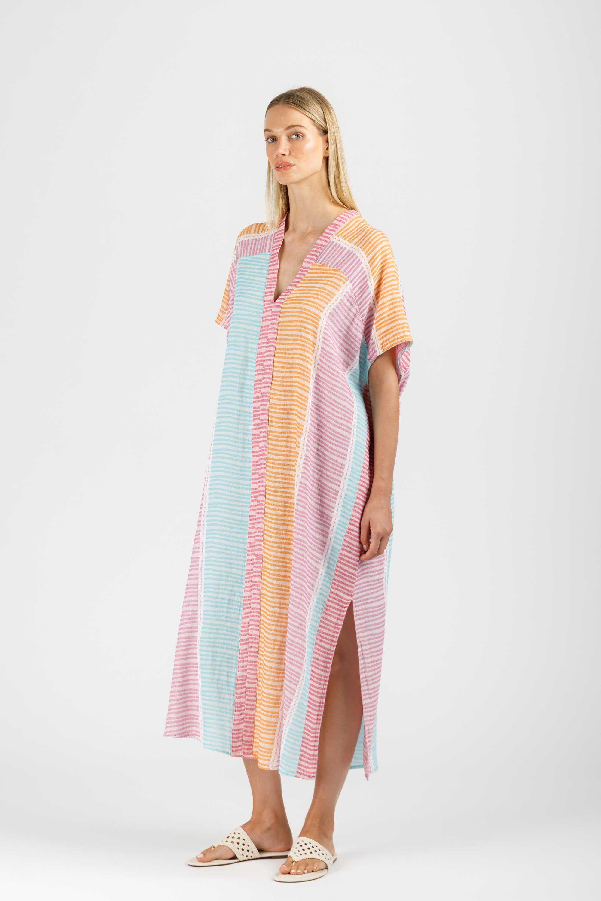 JACQUARD KAFTAN DRESS WITH BELT