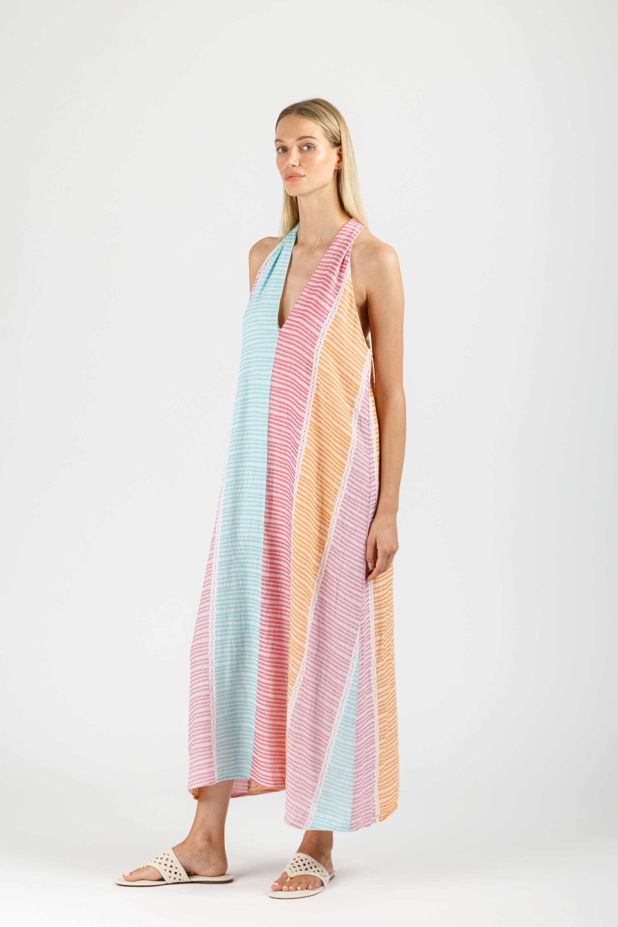 JACQUARD KAFTAN DRESS WITH BELT