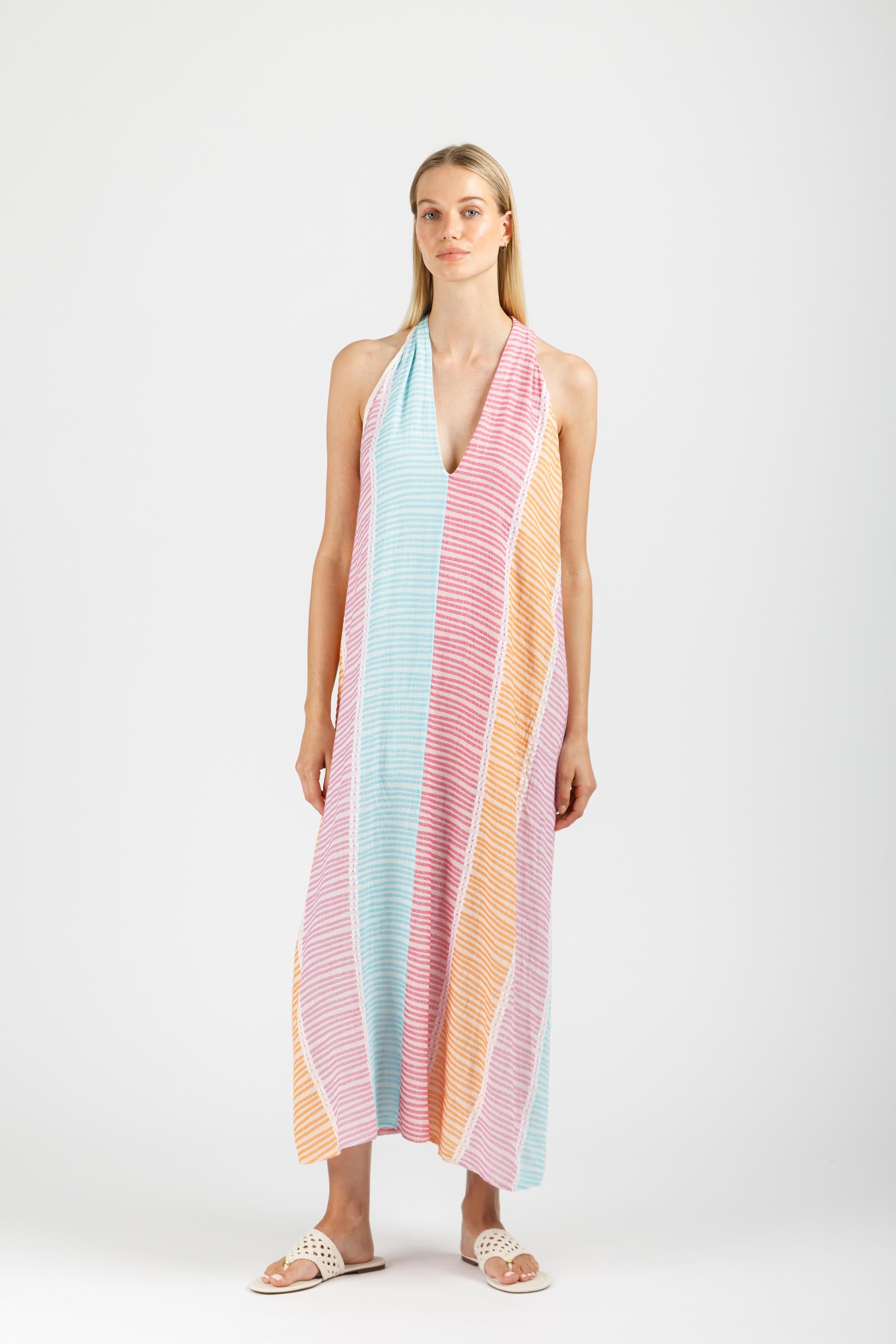 JACQUARD KAFTAN DRESS WITH BELT