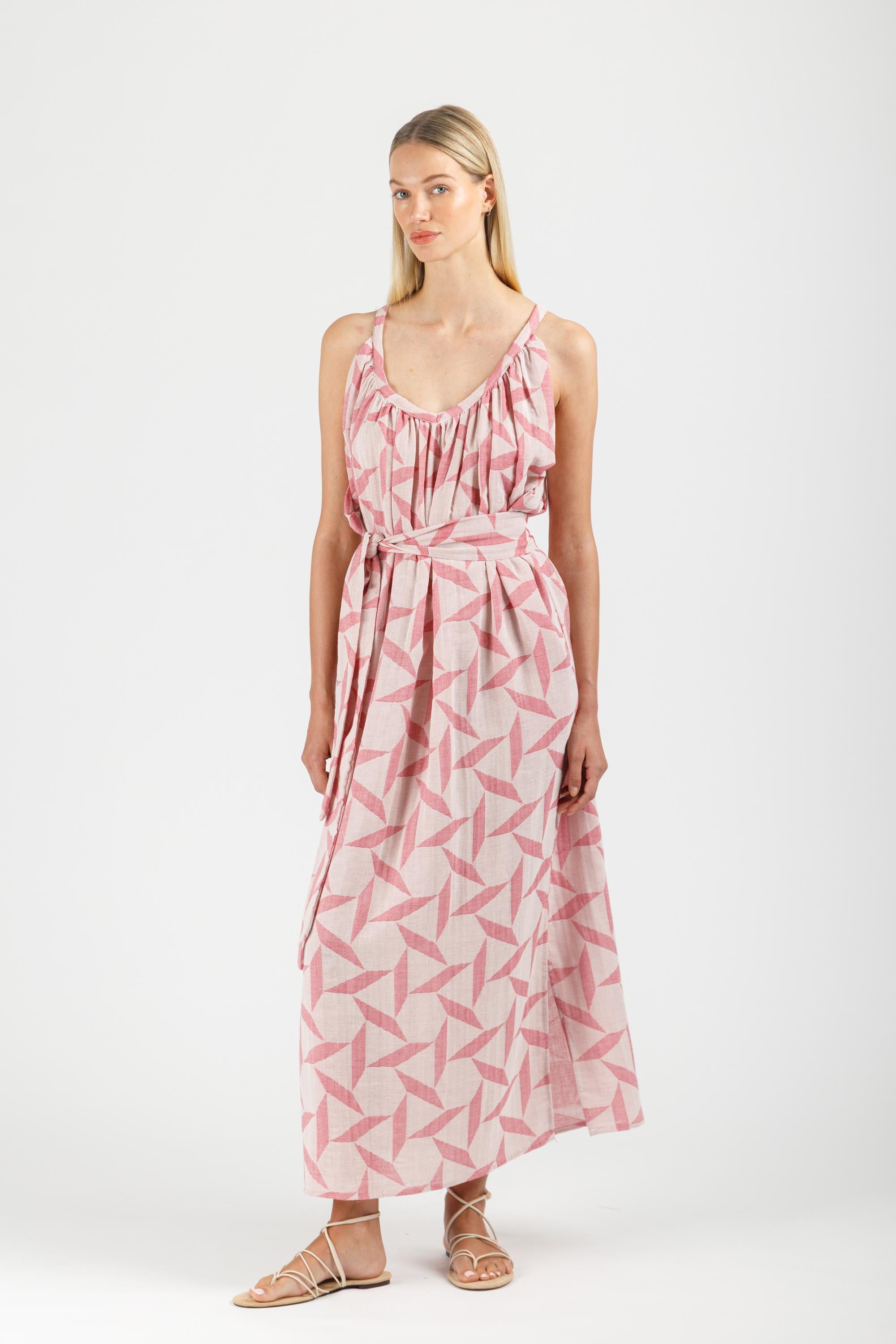 JACQUARD MAXI DRESS WITH BELT
