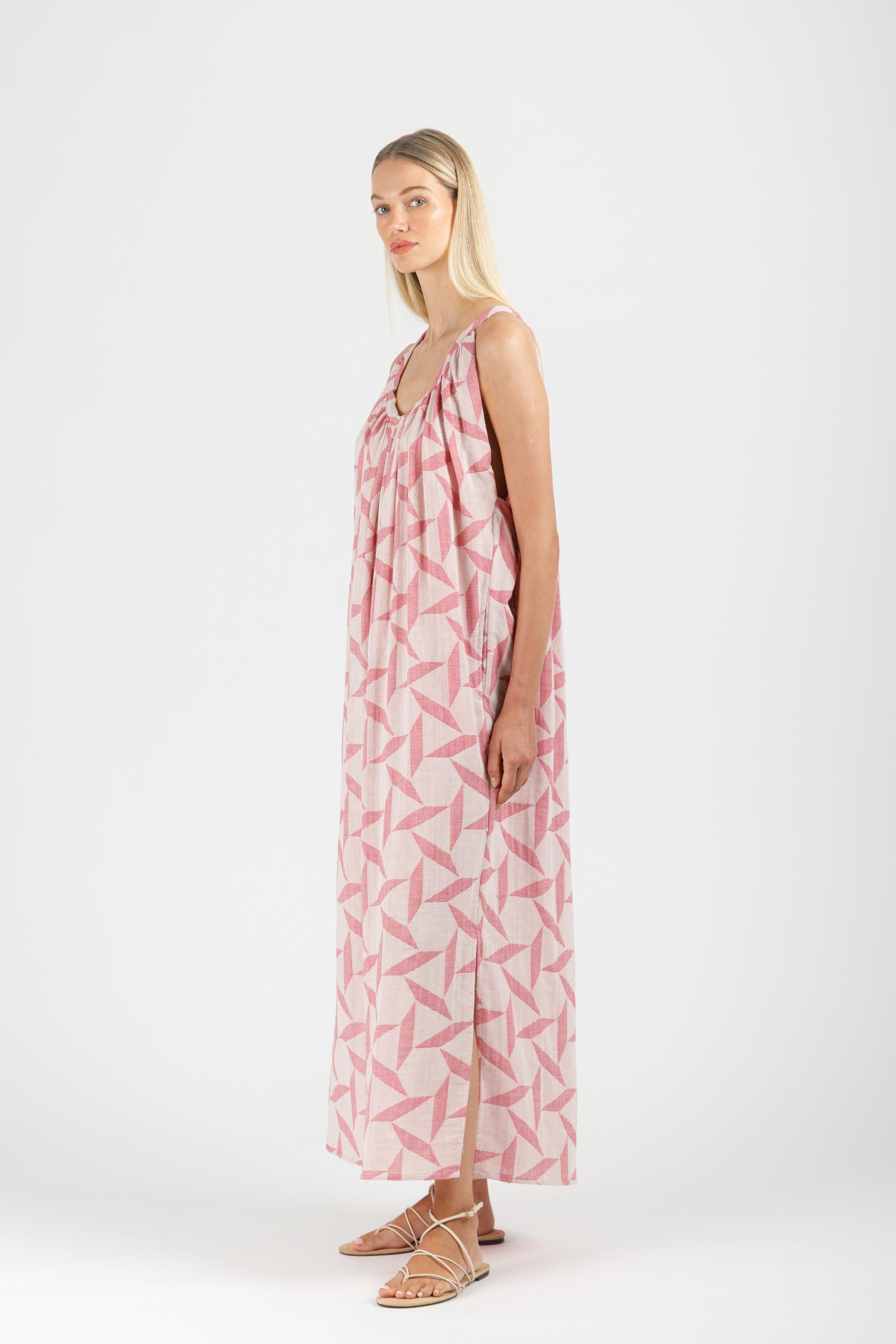 JACQUARD MAXI DRESS WITH BELT