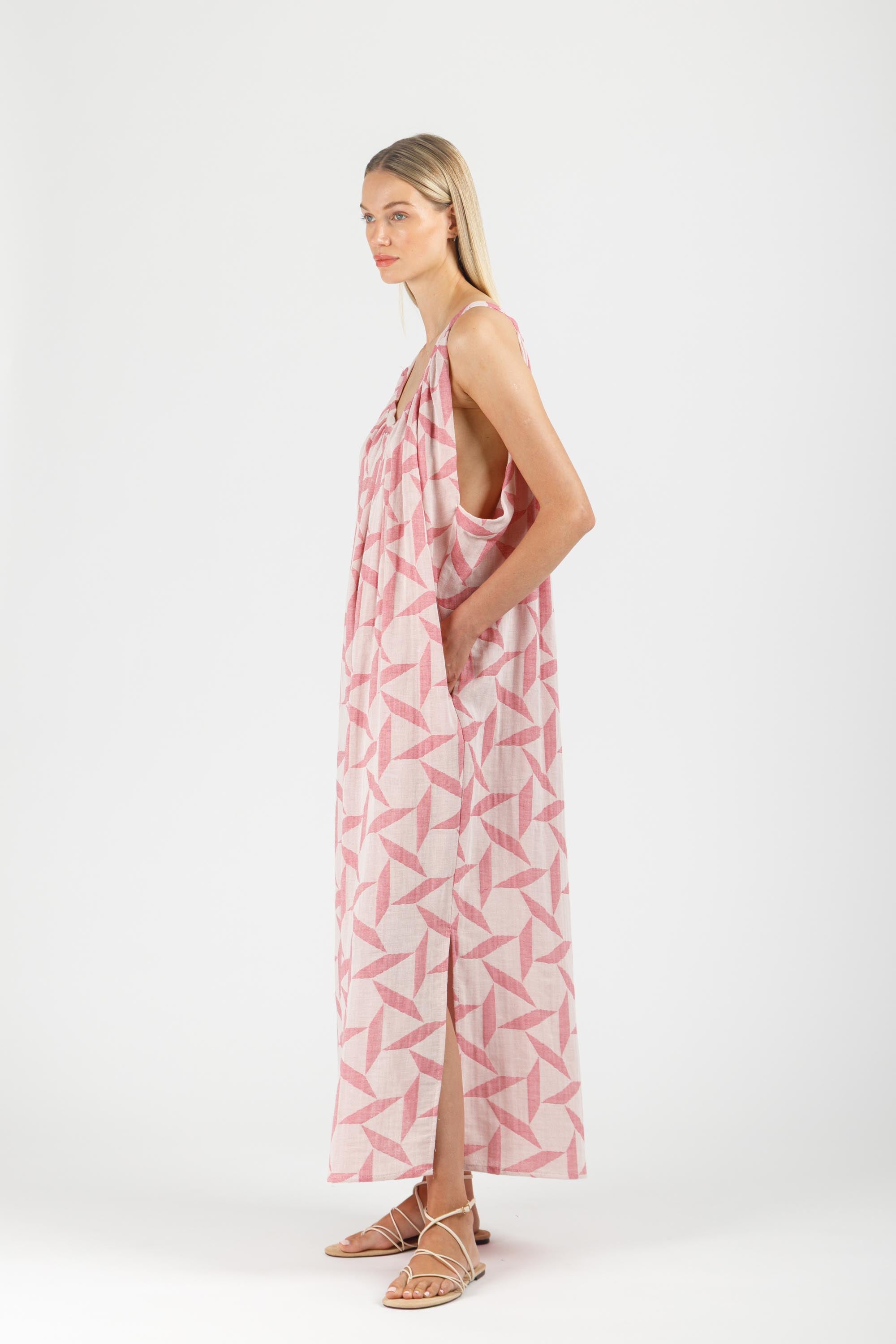 JACQUARD MAXI DRESS WITH BELT