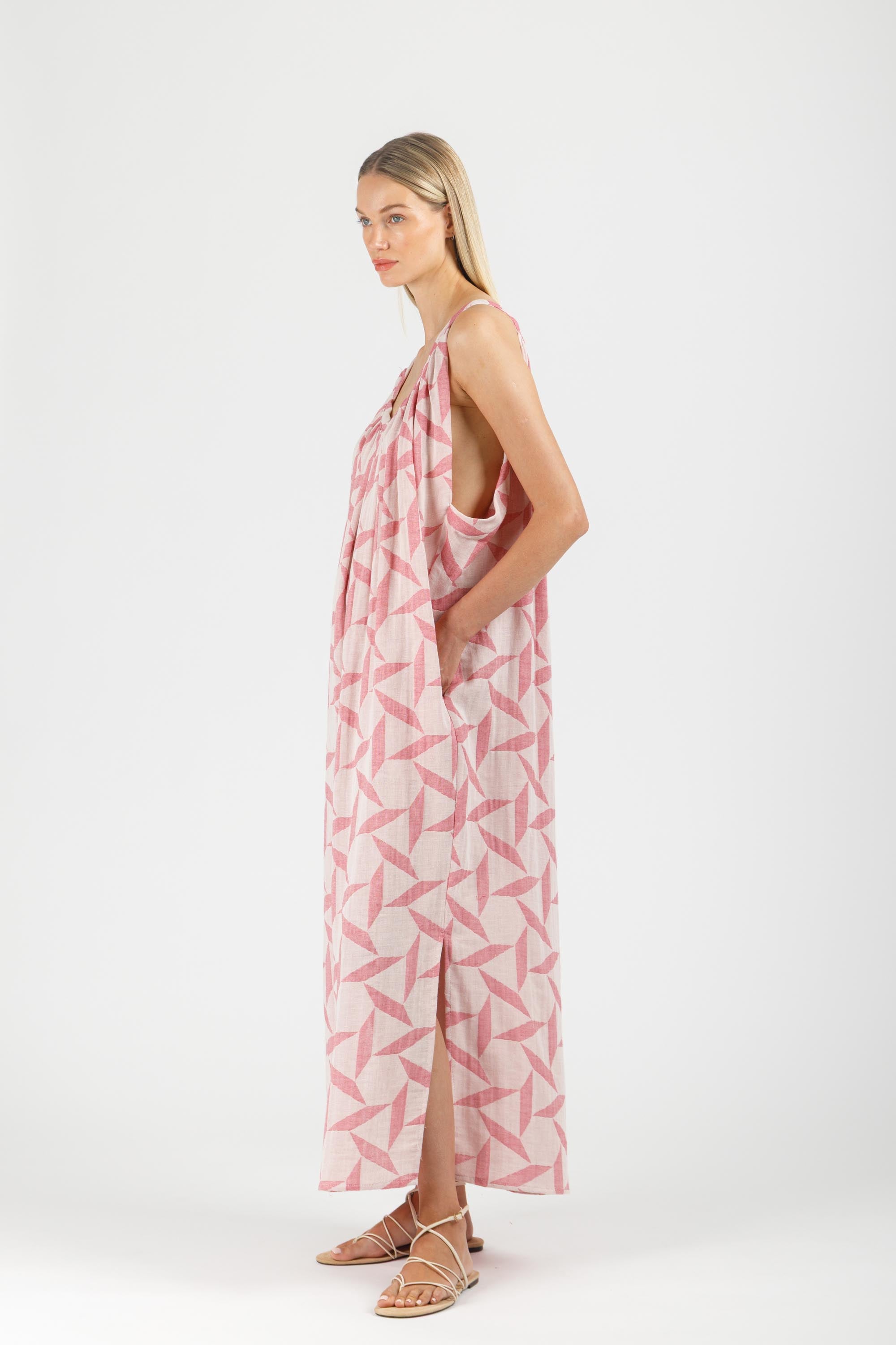 JACQUARD MAXI DRESS WITH BELT