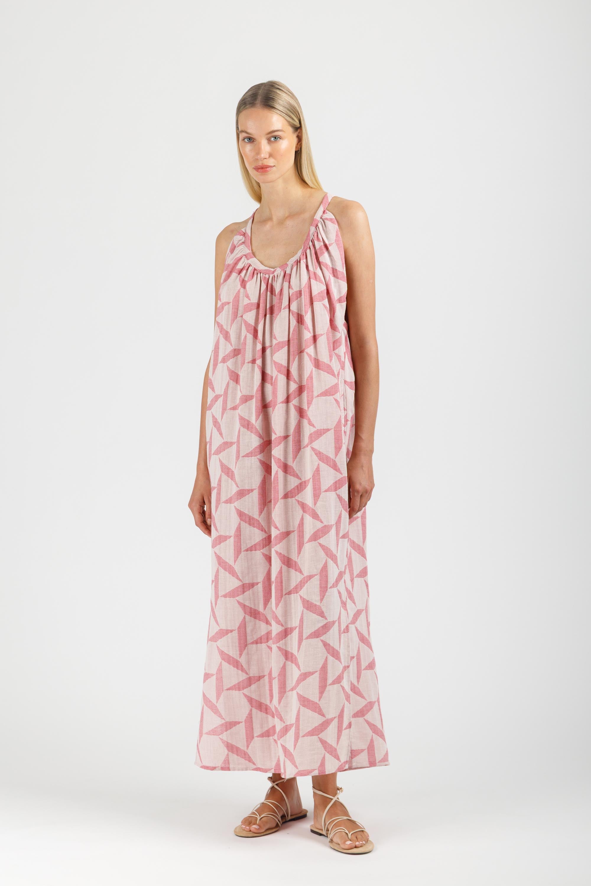 JACQUARD MAXI DRESS WITH BELT