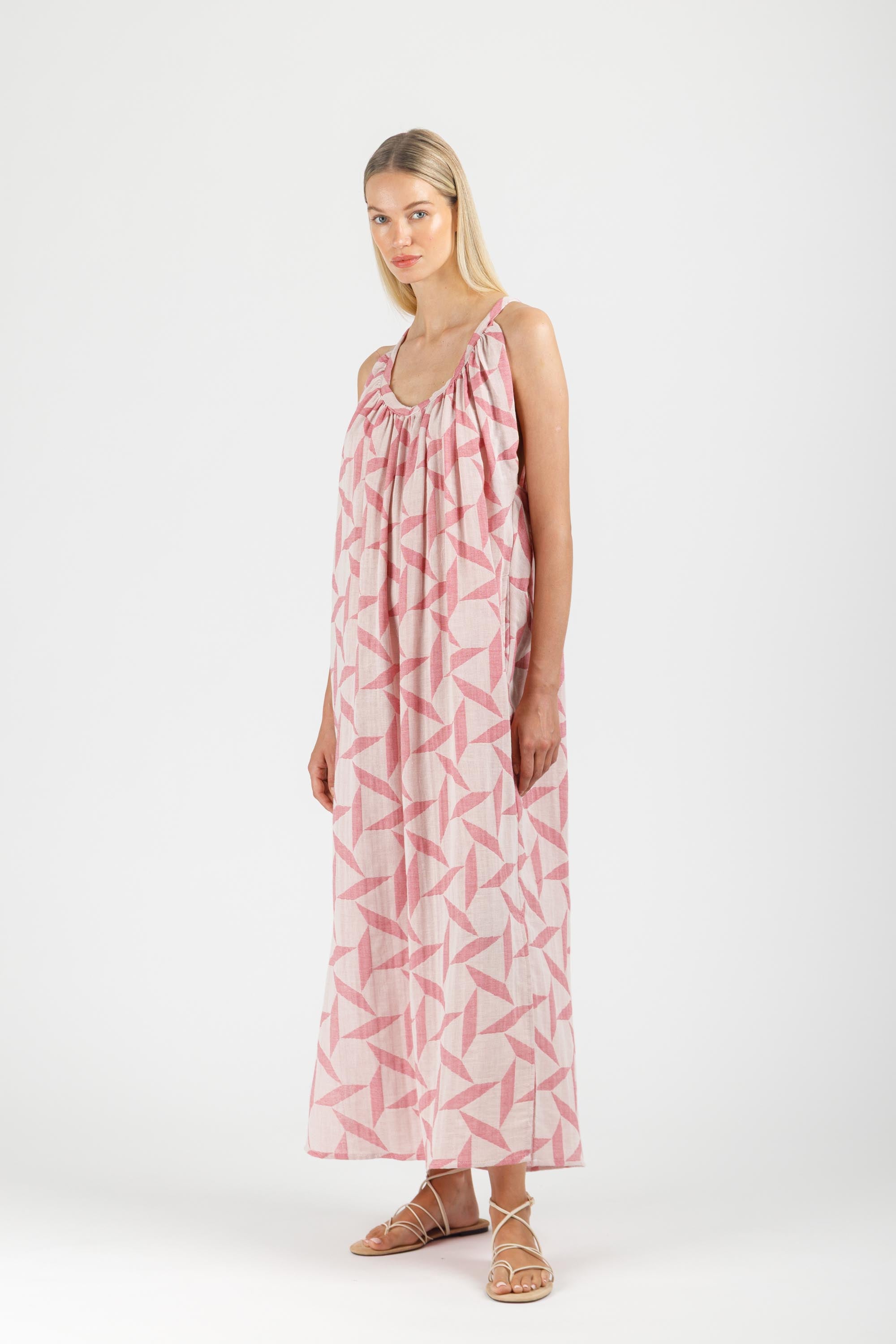JACQUARD MAXI DRESS WITH BELT
