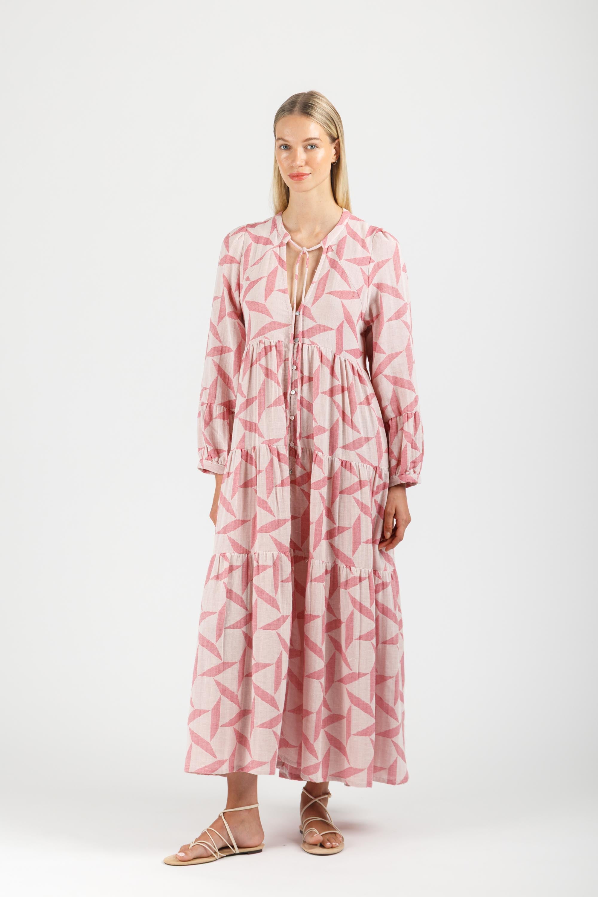 JACQUARD MAXI DRESS WITH BUTTONS