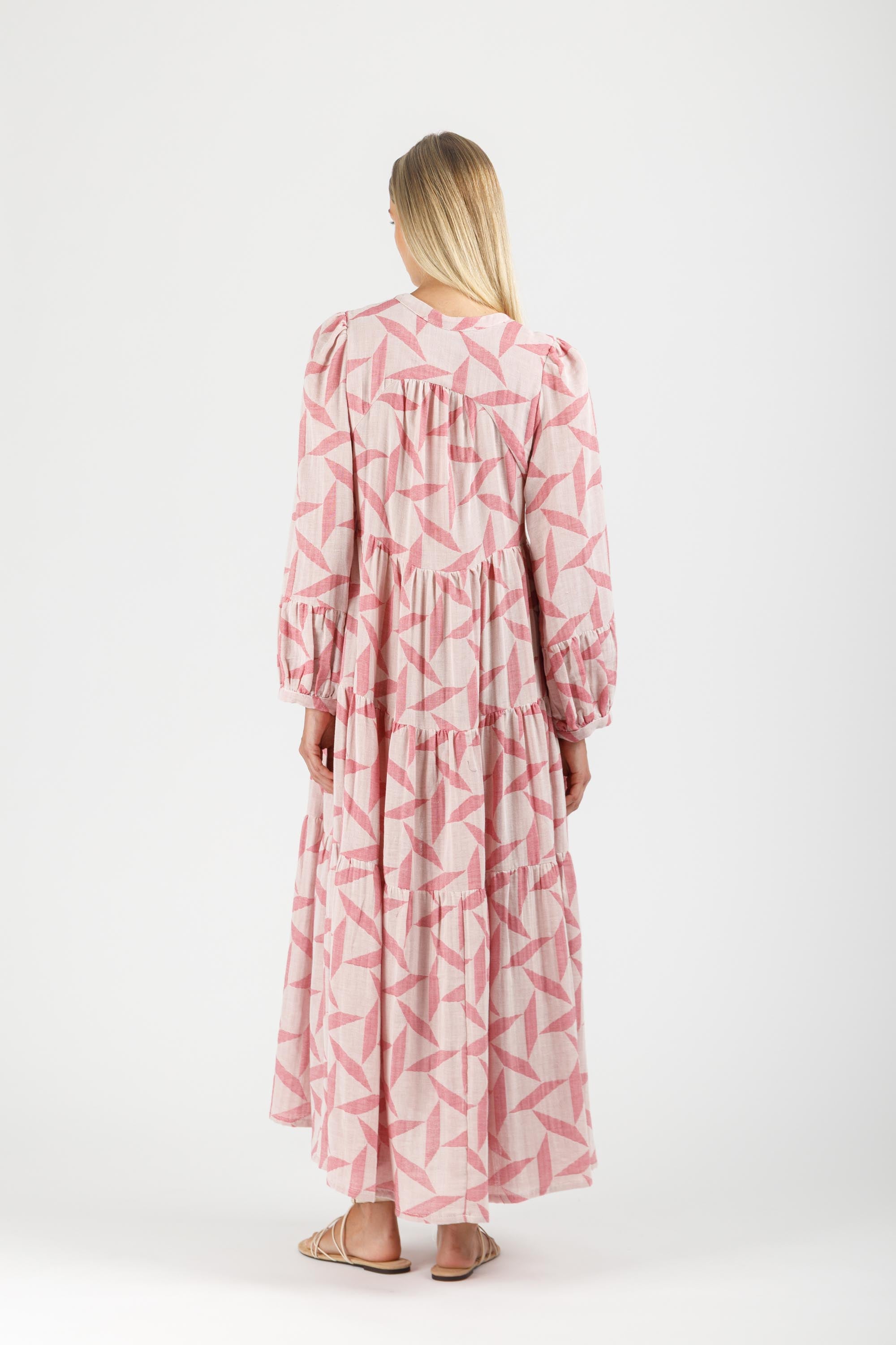 JACQUARD MAXI DRESS WITH BUTTONS