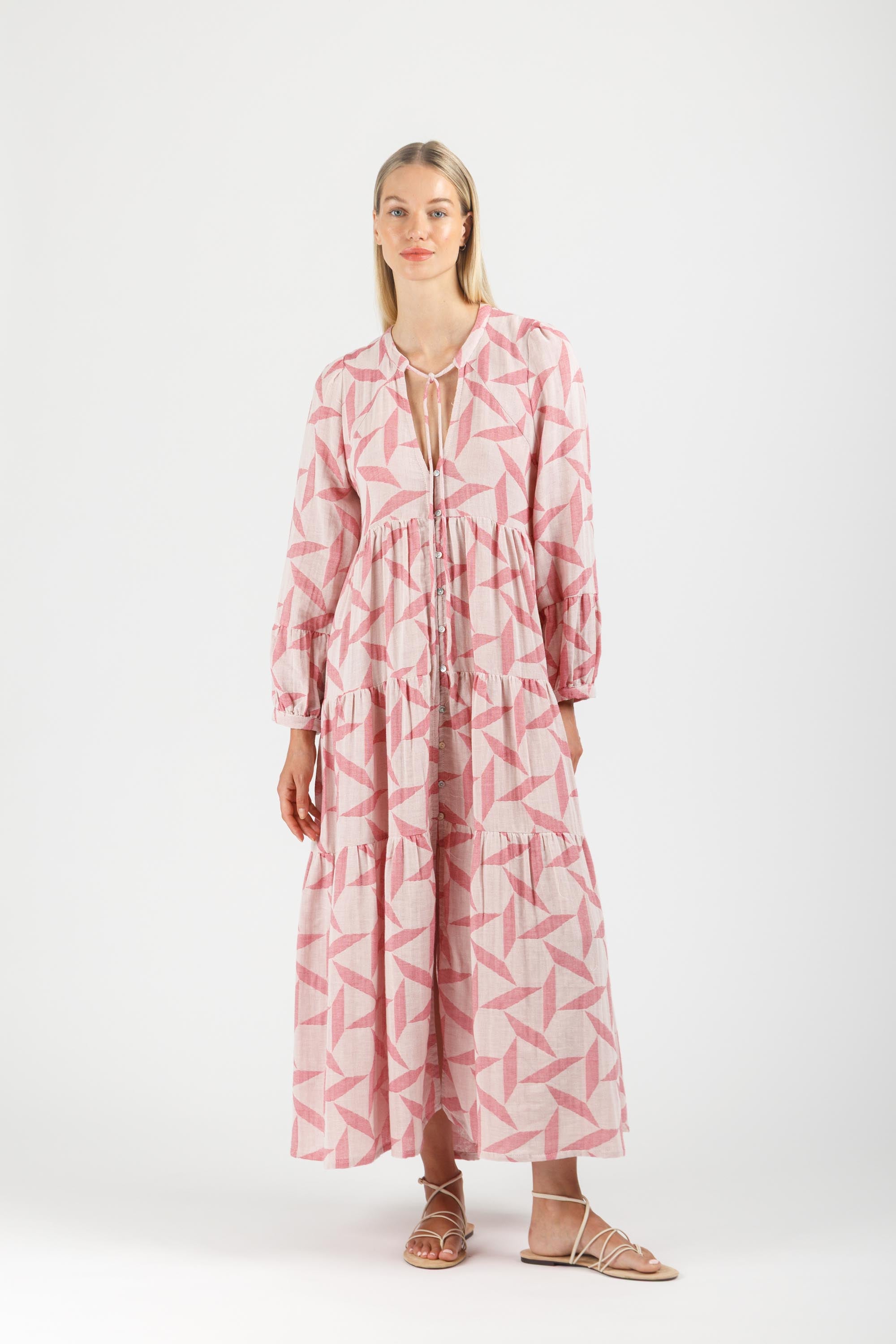 JACQUARD MAXI DRESS WITH BUTTONS