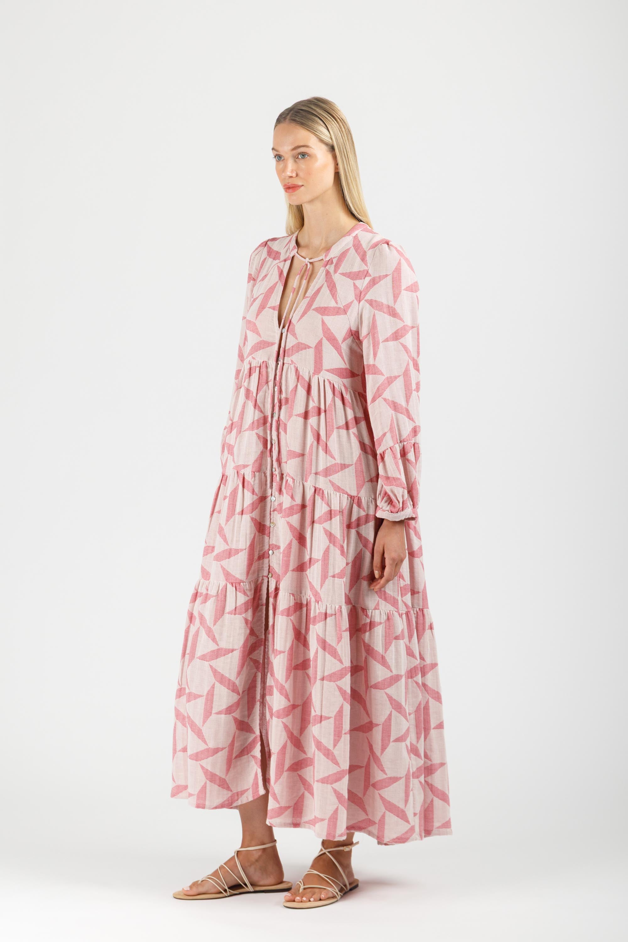 JACQUARD MAXI DRESS WITH BUTTONS