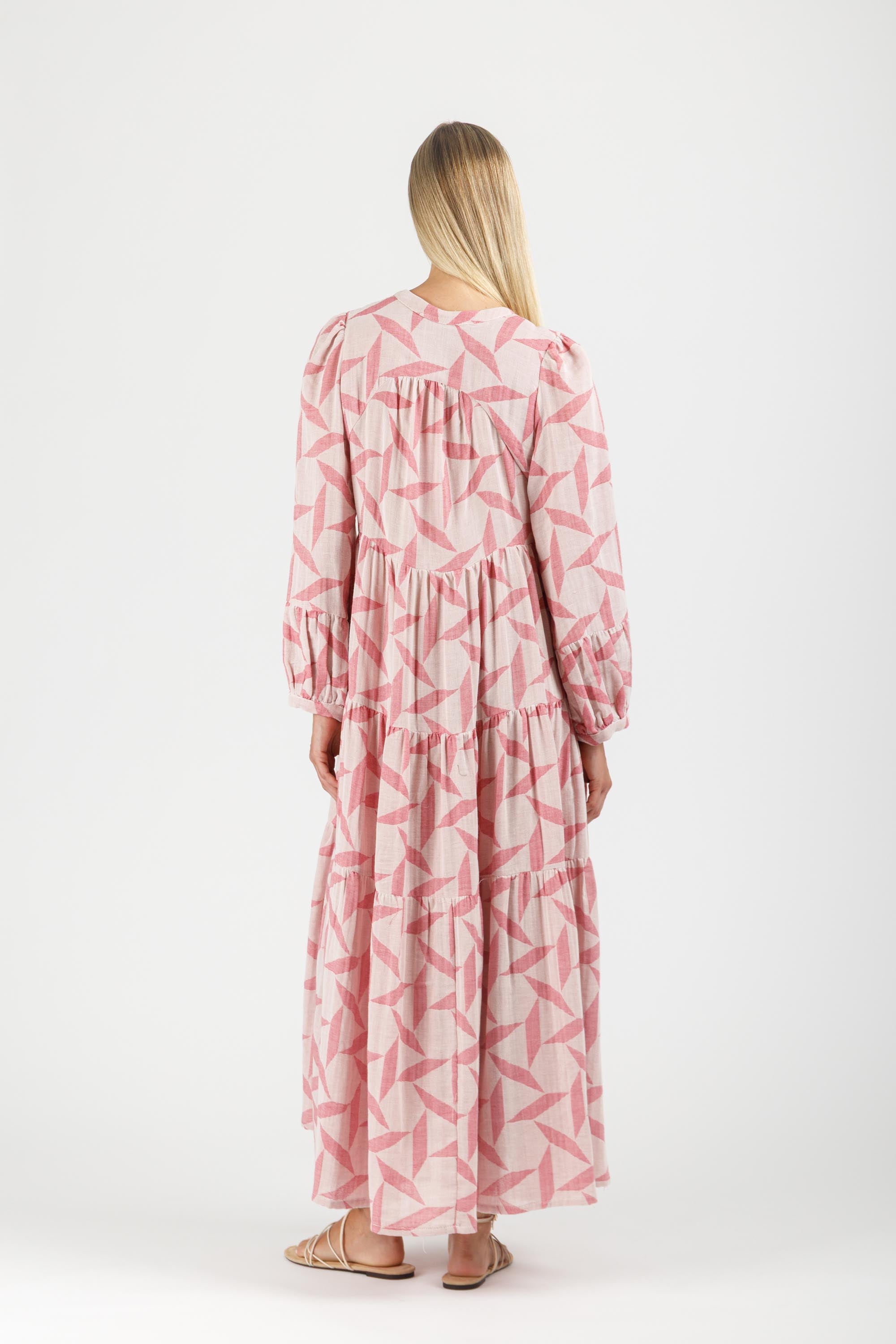 JACQUARD MAXI DRESS WITH BUTTONS